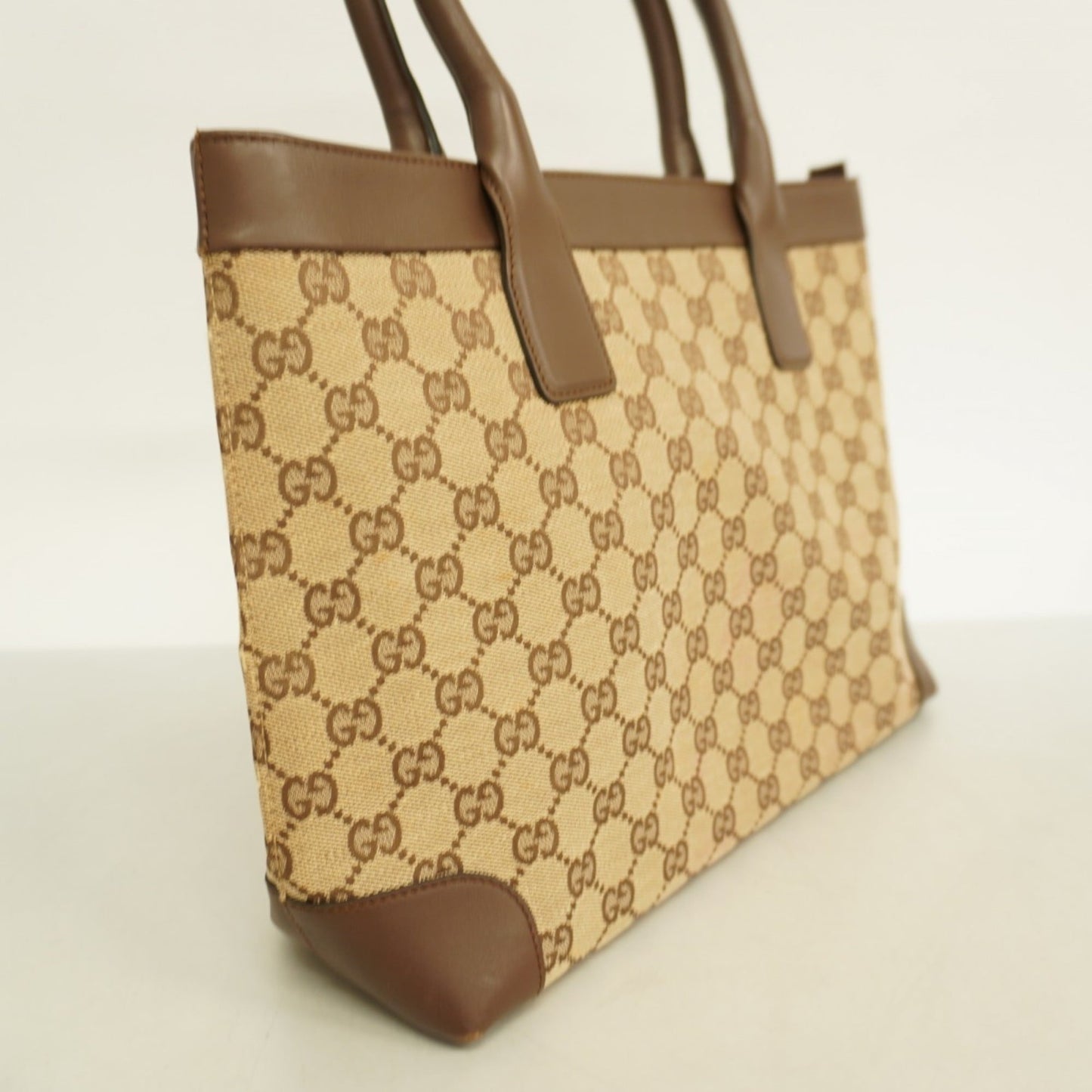 Gucci Beige Brown Canvas Tote Bag ( )