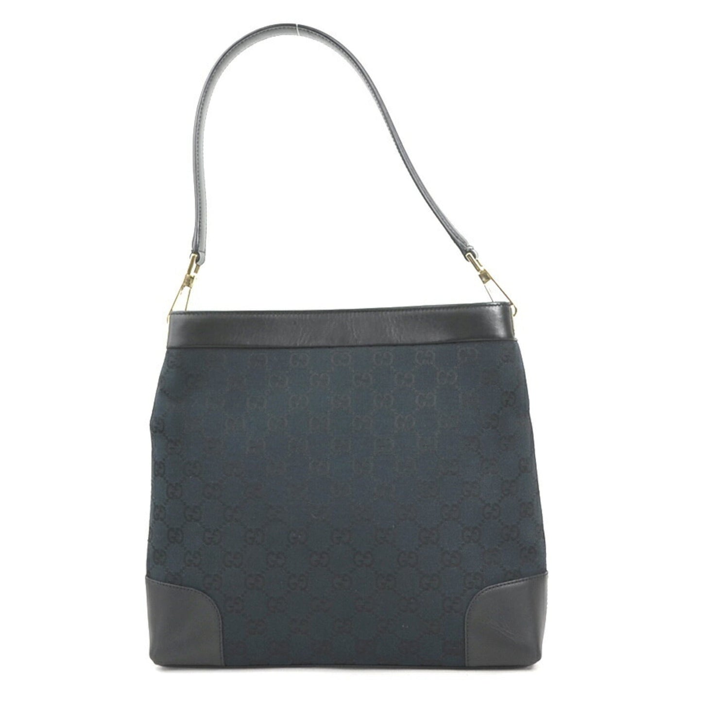 Gucci Black Gg Canvas Leather Shoulder Bag ( )