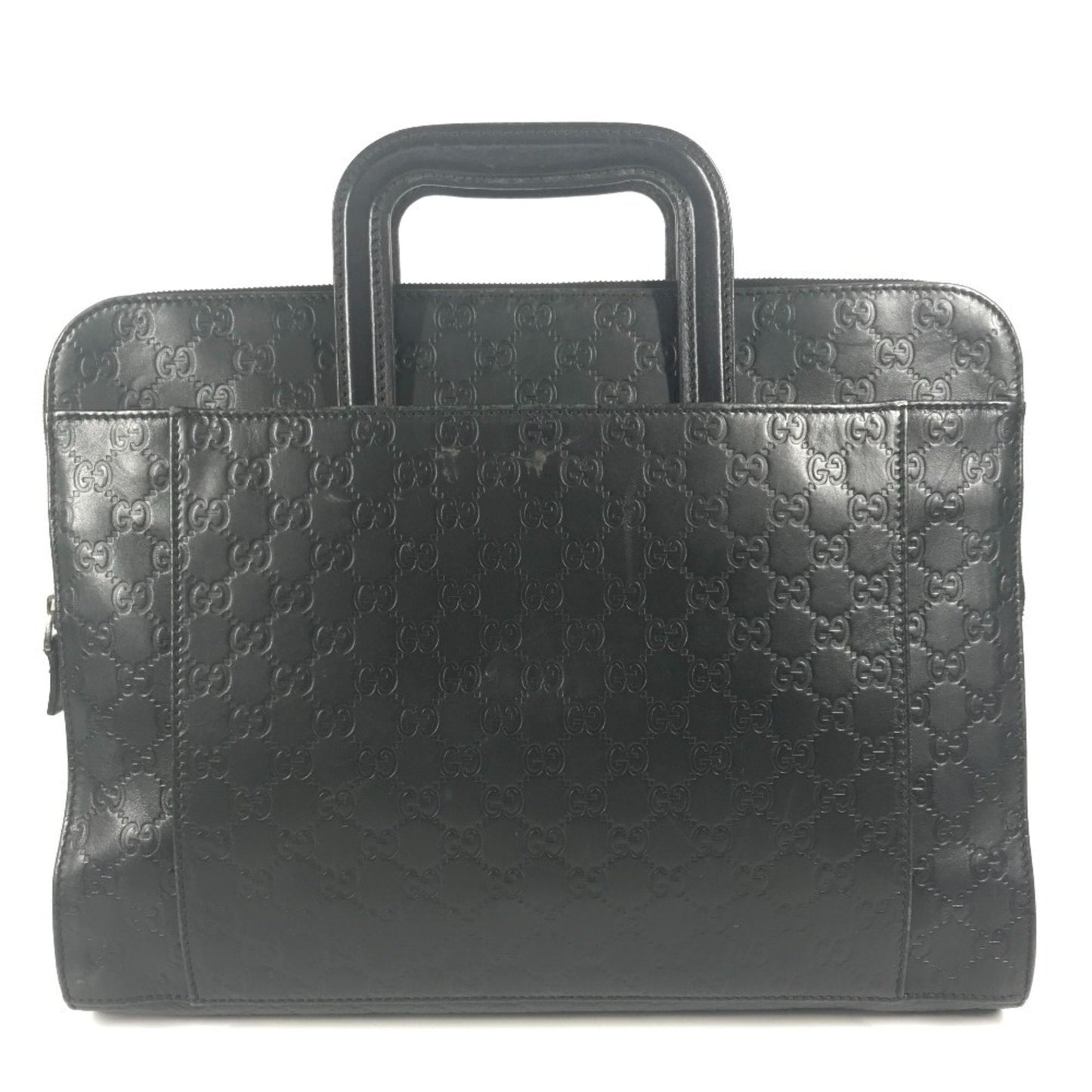 Gucci Black Gg Leather Briefcase Handbag Tote Bag ( )