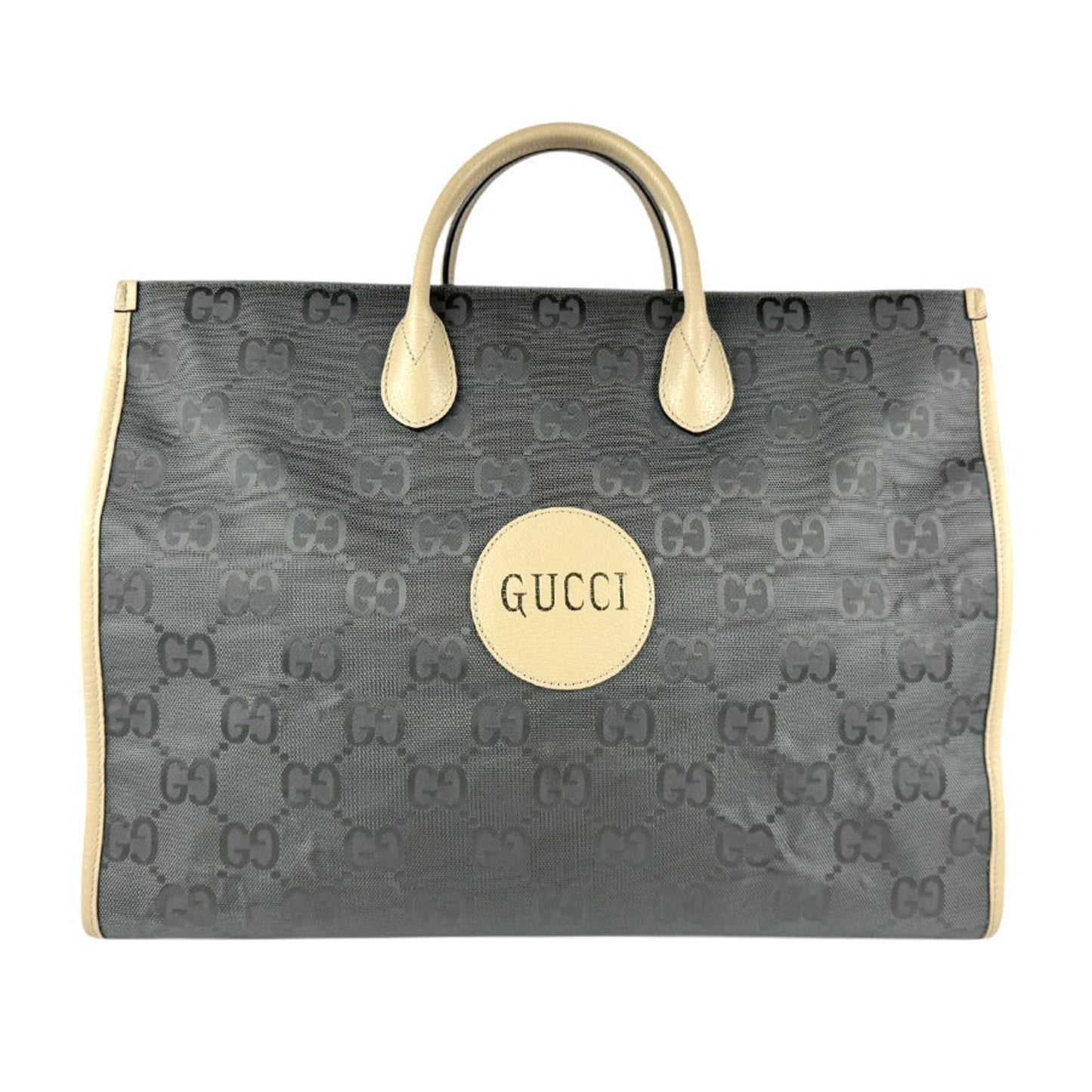 Gucci Beige Gray Nylon Canvas Leather Handbag Shoulder Bag ( )