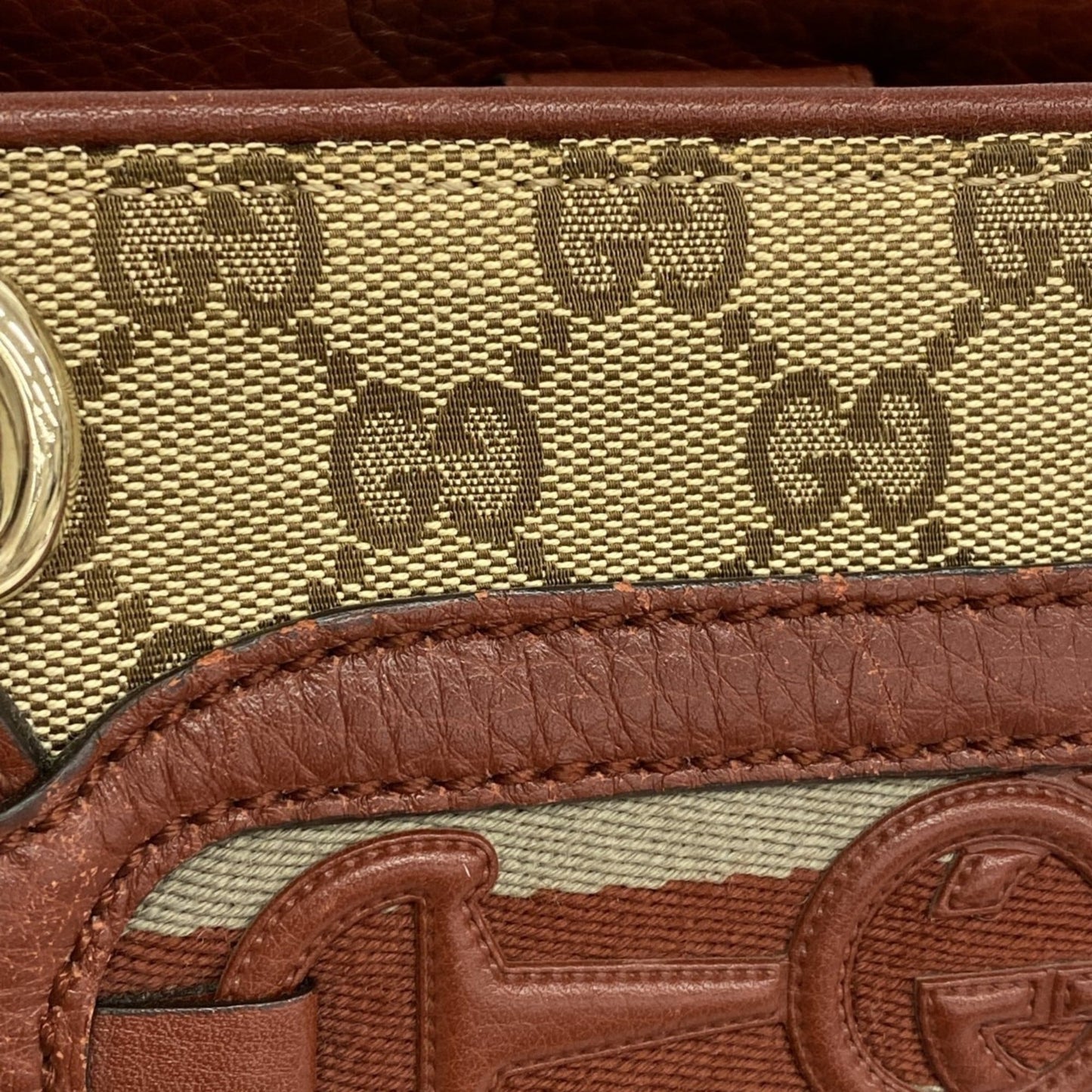 Gucci Beige Red Color Canvas Tote Bag ( )