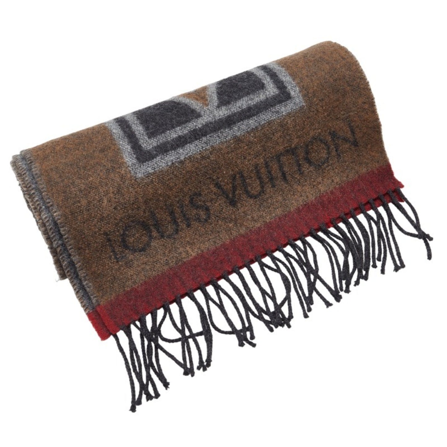 LOUIS VUITTON Escharpe LV Sticker Muffler M70040 Brown Multicolor Wool Cashmere Men's