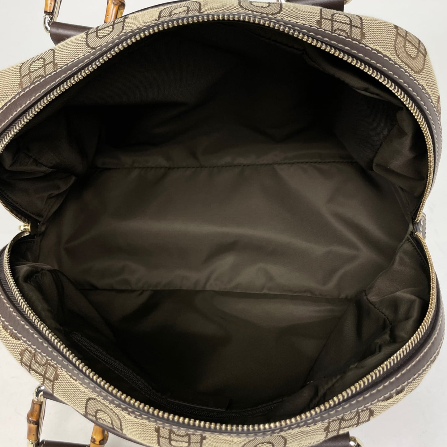 Gucci Brown Leather Canvas Handbag ( )