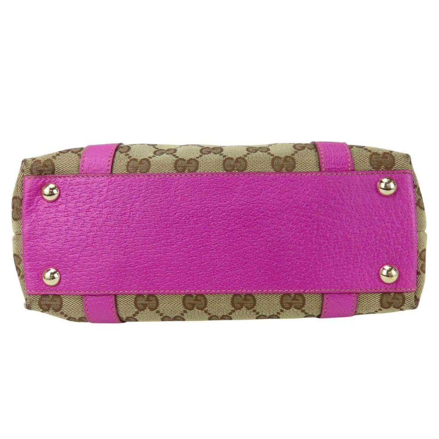 Gucci Gg Canvas Beige Purple Gg Canvas Leather Handbag ( )