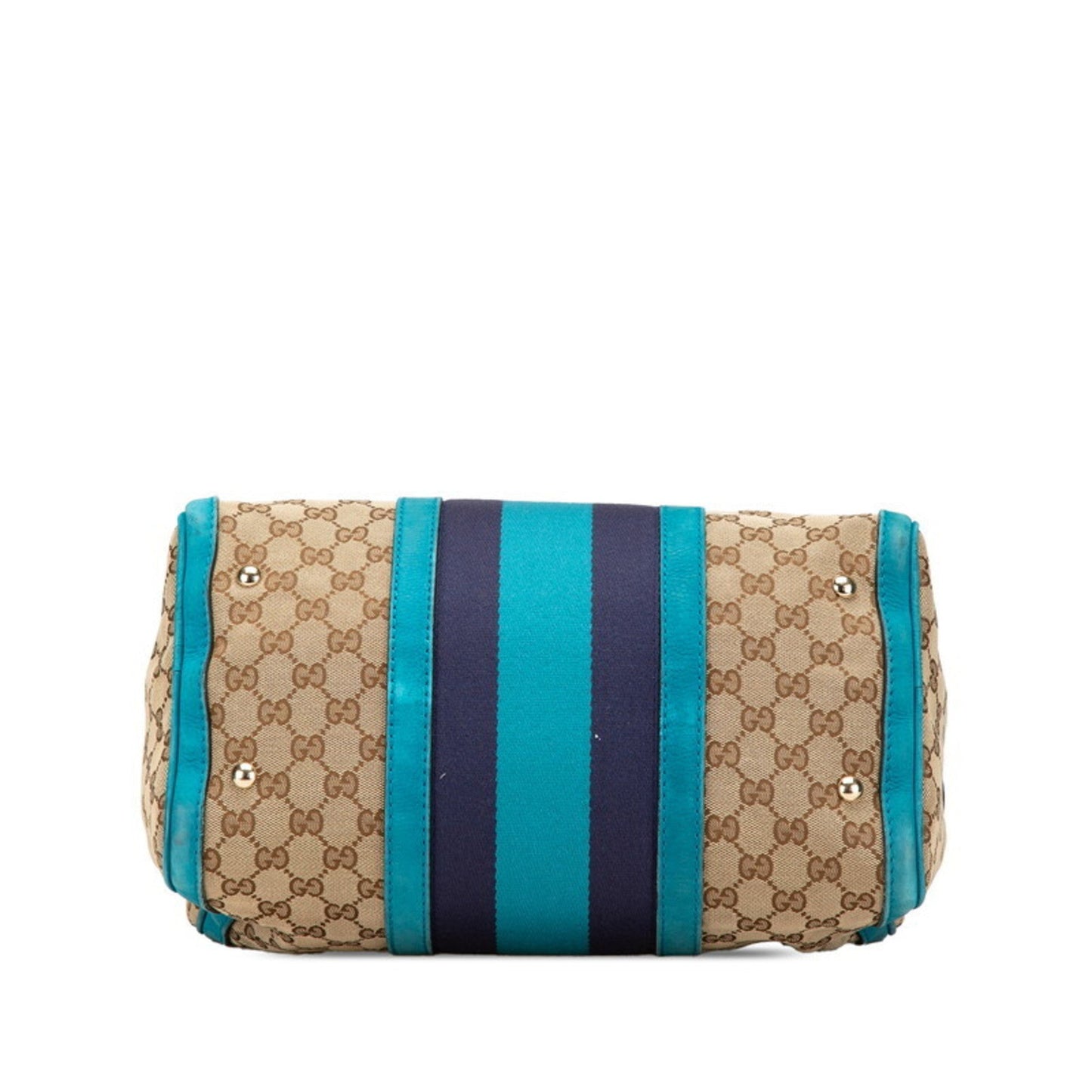 Gucci Beige Blue Gg Canvas Leather Handbag Shoulder Bag ( )