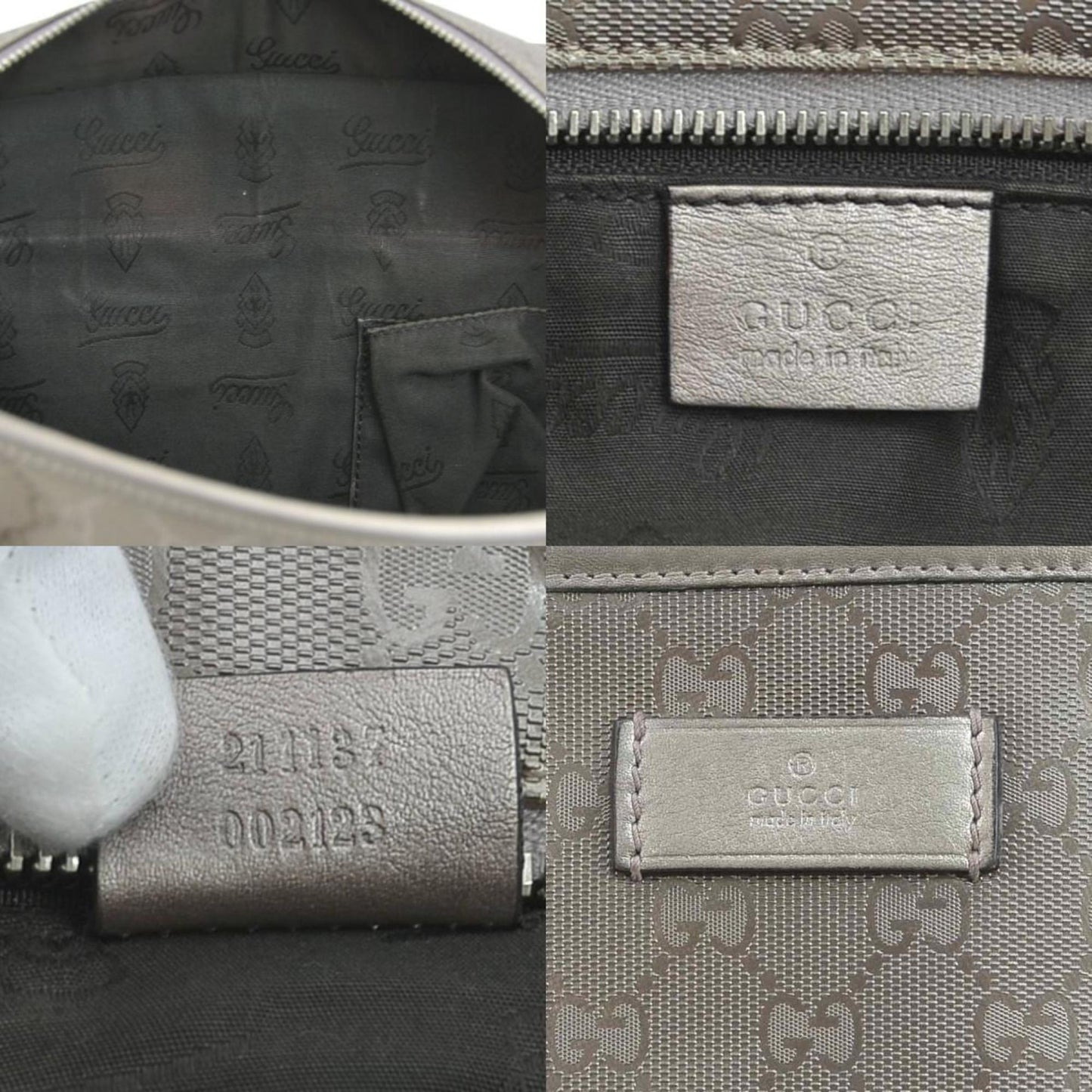 Gucci Gg Imprimé Metallic Brown Gg Imprimé Handbag ( )