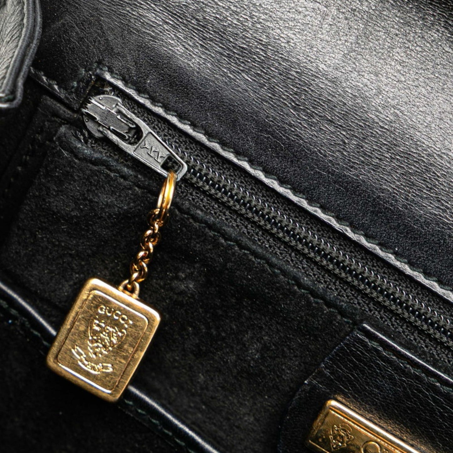 Gucci Black Brown Leather Plastic Handbag ( )