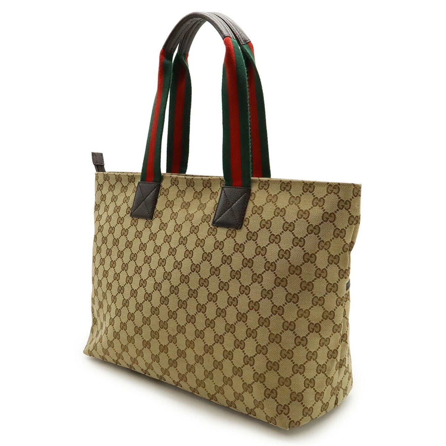Gucci Beige Green Ivory Khaki Red Color Gg Canvas Leather Shoulder Bag Tote Bag ( )