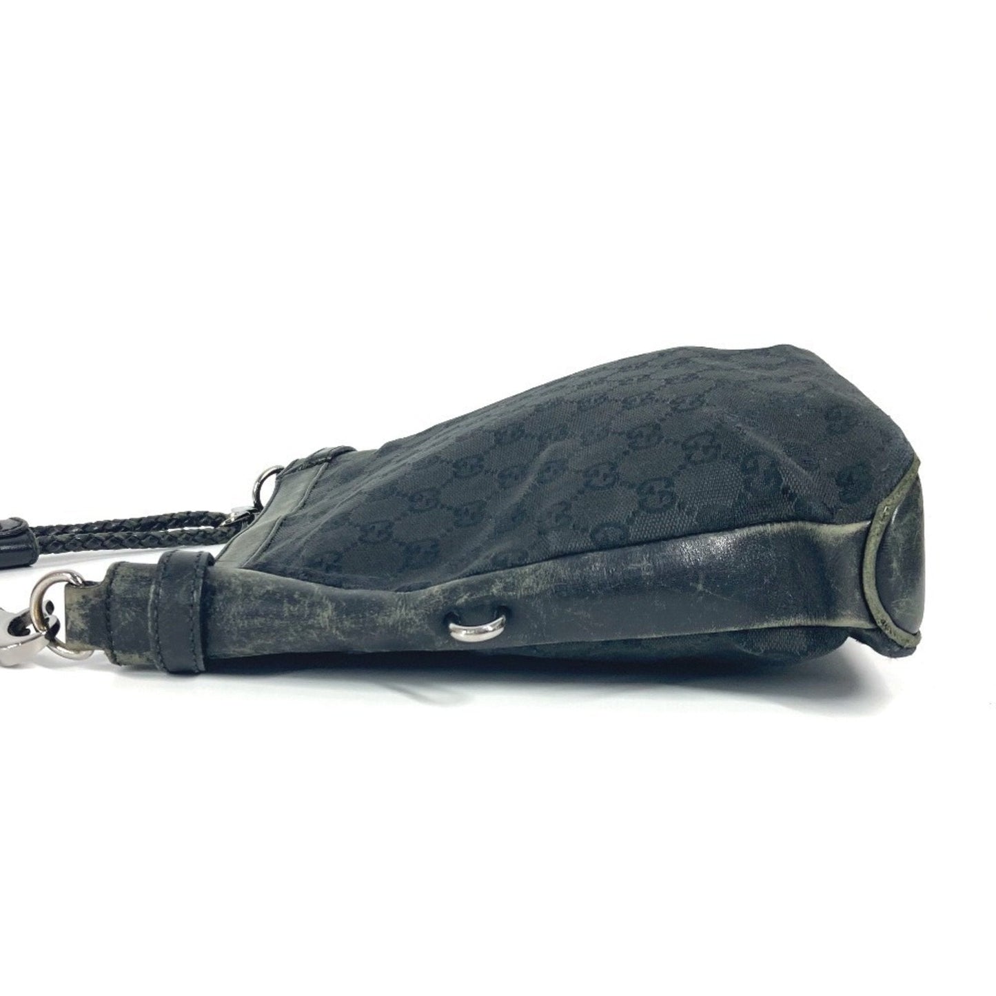 Gucci Black Gg Canvas Leather Shoulder Bag ( )