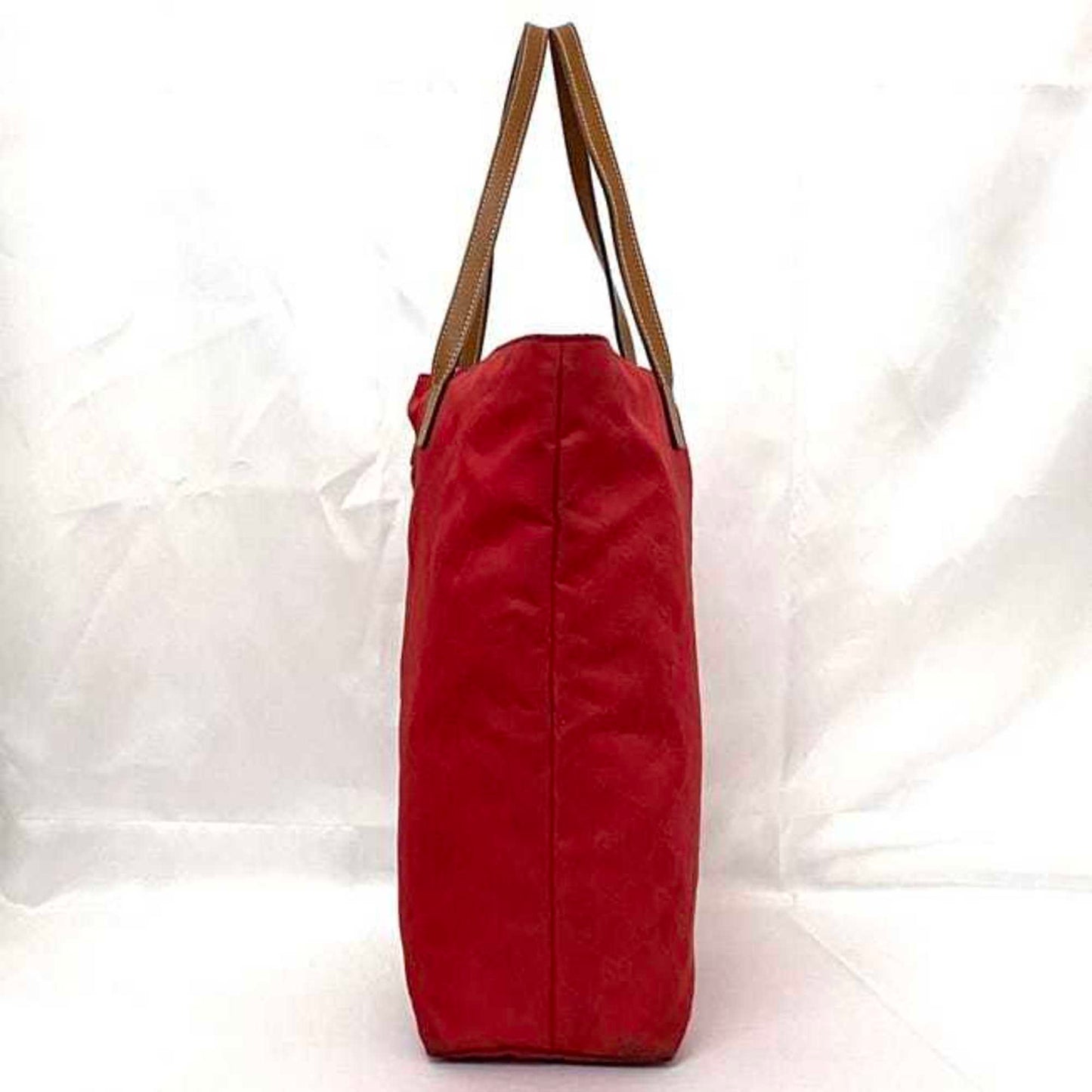 Gucci Red Color Nylon Leather Tote Bag ( )