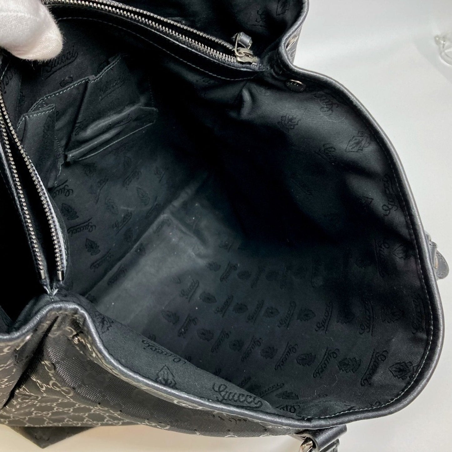 Gucci Black Gg Imprimé Tote Bag ( )