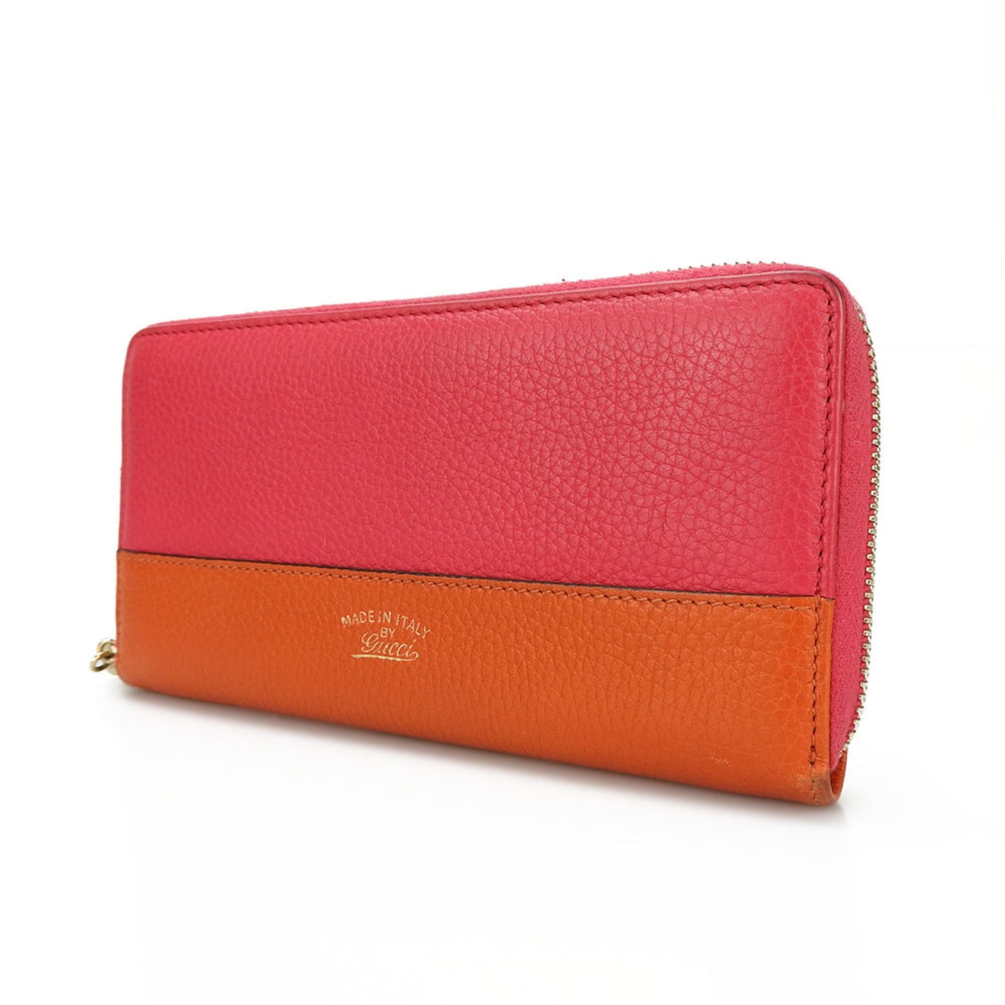 Gucci Bamboo Orange Pink Leather Long Wallet (Bi-Fold) ( )