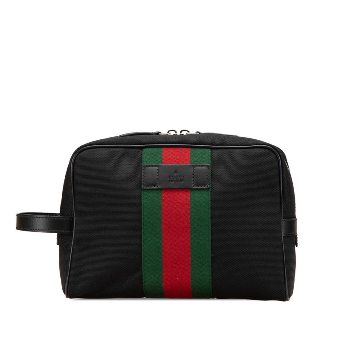 Gucci Sherry Line Black Nylon Leather Clutch Bag ( )
