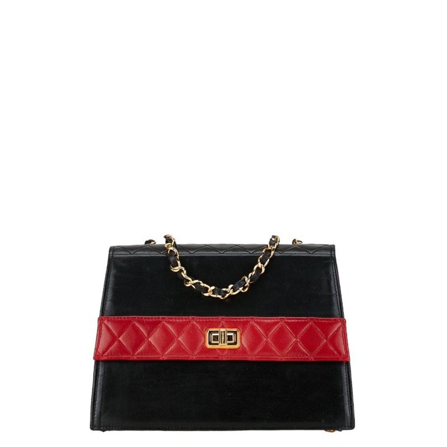 Chanel Coco Mark Bicolor Chain Shoulder Bag Black Red Gold Leather Women's CHANEL