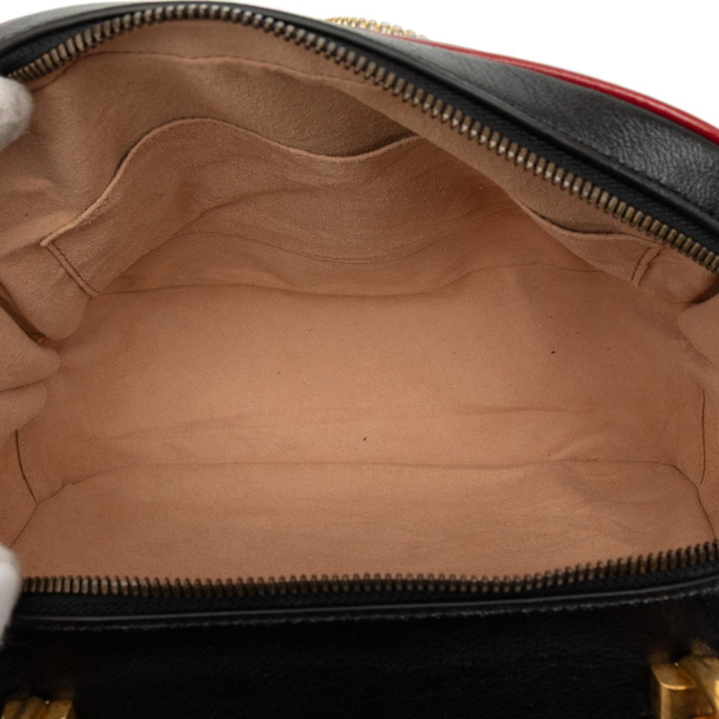 Gucci Black Red Color Leather Handbag Shoulder Bag ( )