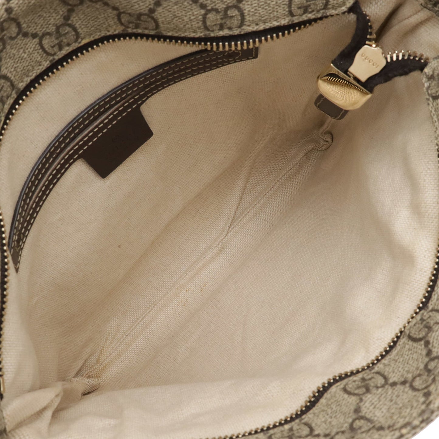 Gucci Beige Dark Brown Khaki Gg Supreme Leather Shoulder Bag ( )