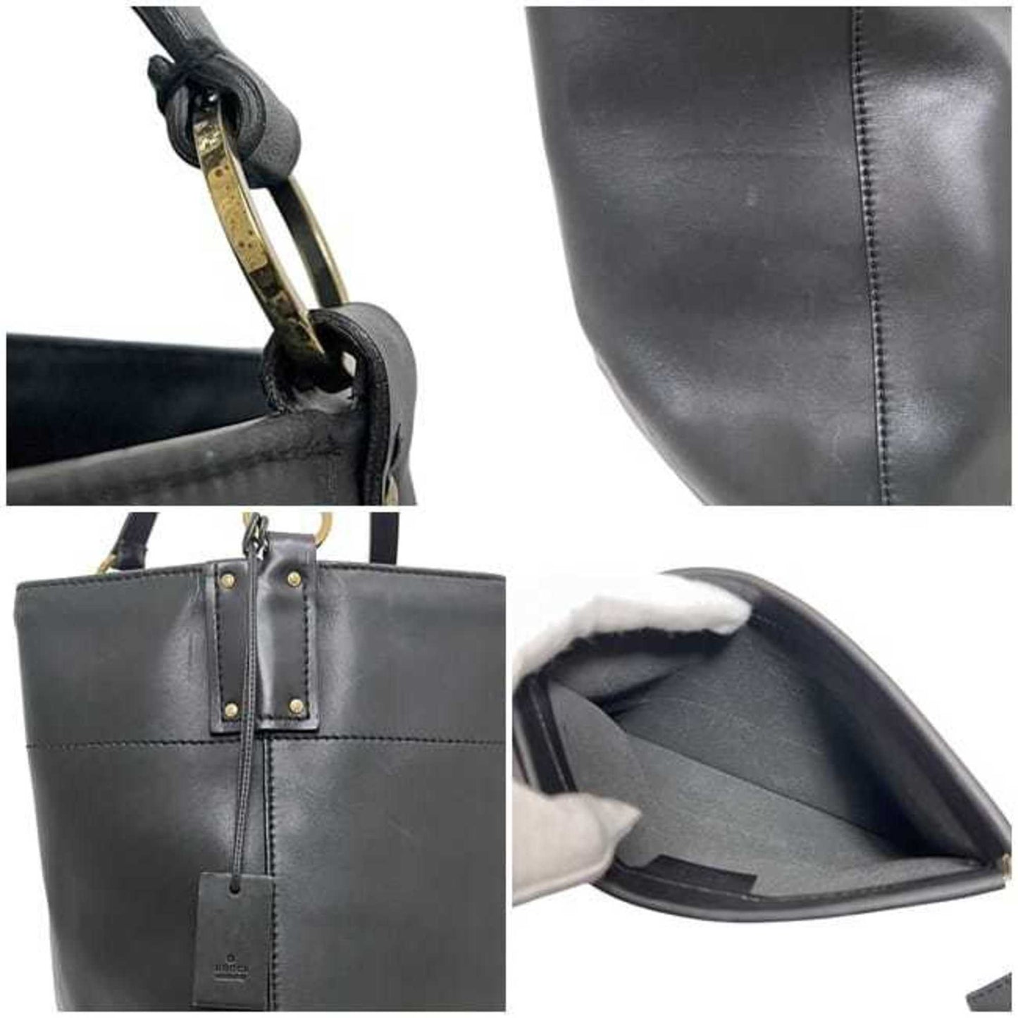 Gucci Black Leather Tote Bag ( )
