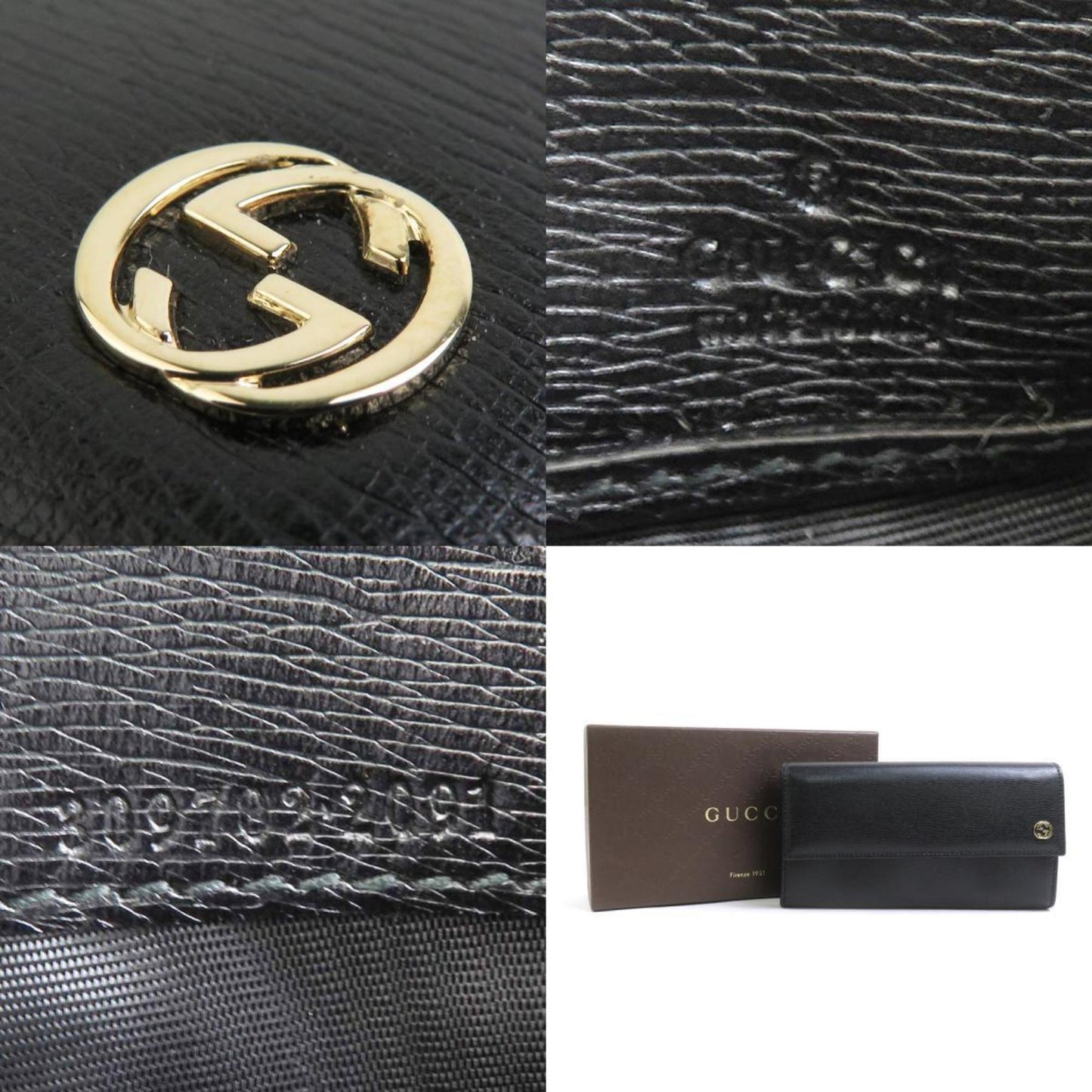 Gucci Black Leather Long Wallet (Bi-Fold) ( )