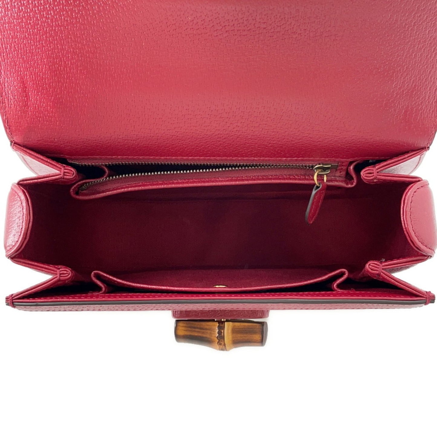 Gucci Ivory Red Color Leather Canvas Handbag ( )