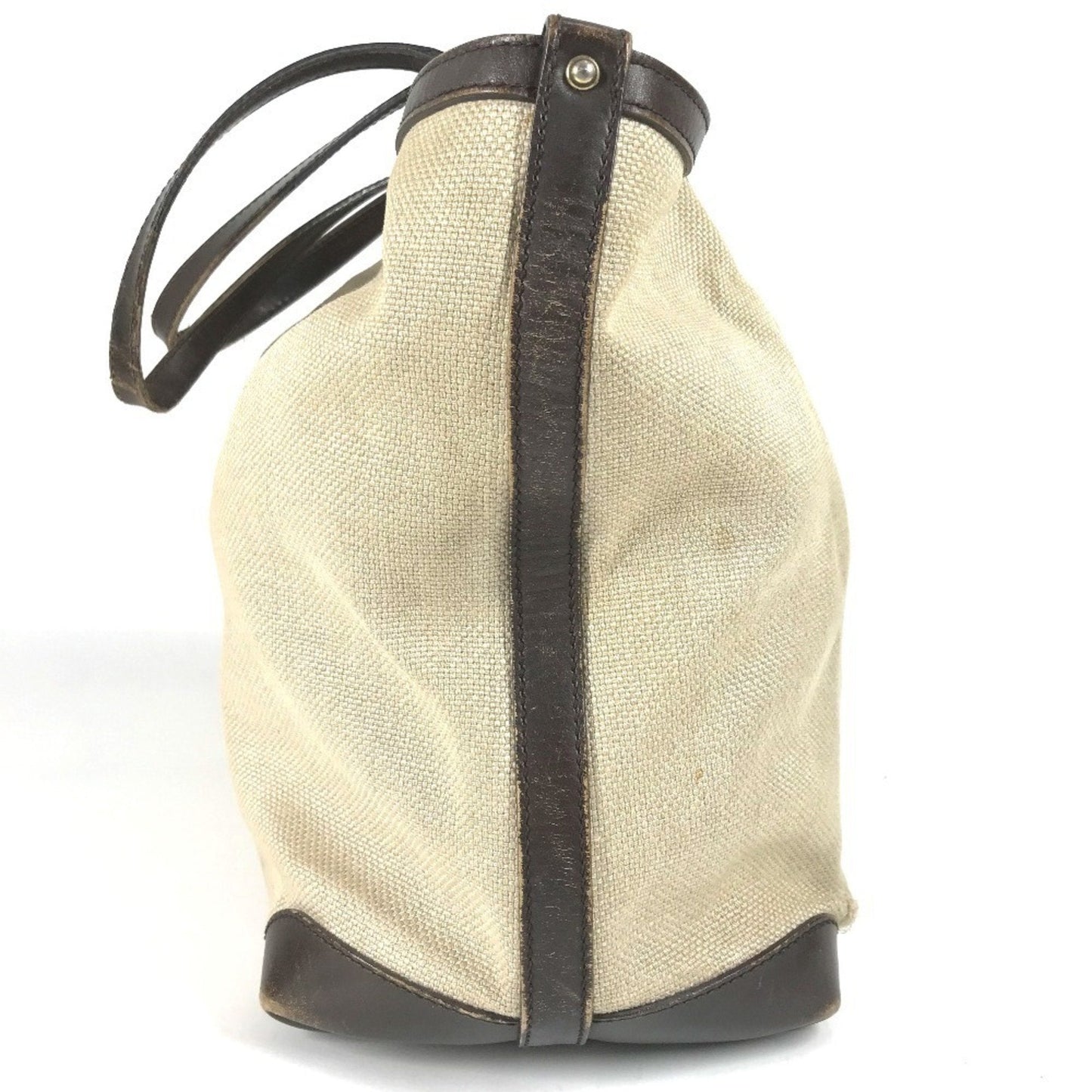 Gucci Beige Brown Leather Canvas Boston Bag Pouch Shoulder Bag Tote Bag ( )