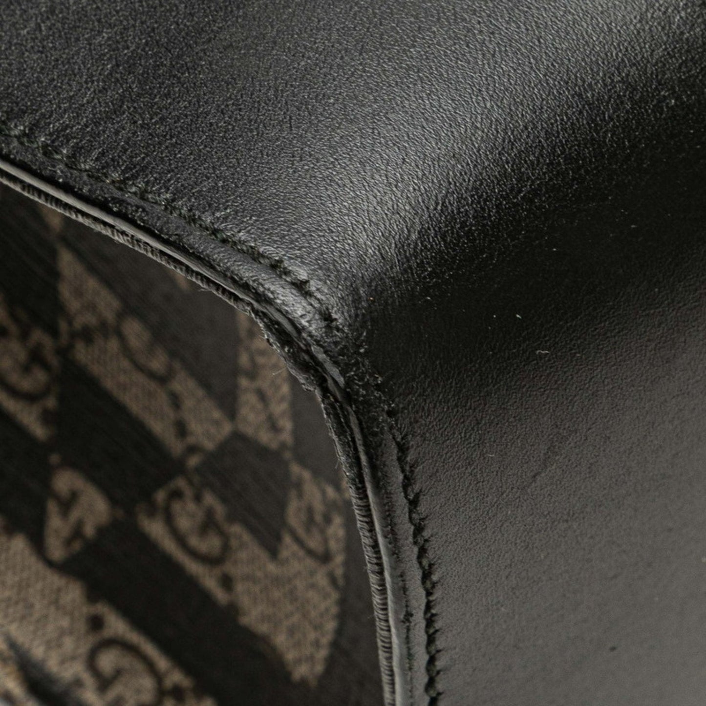 Gucci Beige Black Pvc Leather Shoulder Bag Tote Bag ( )
