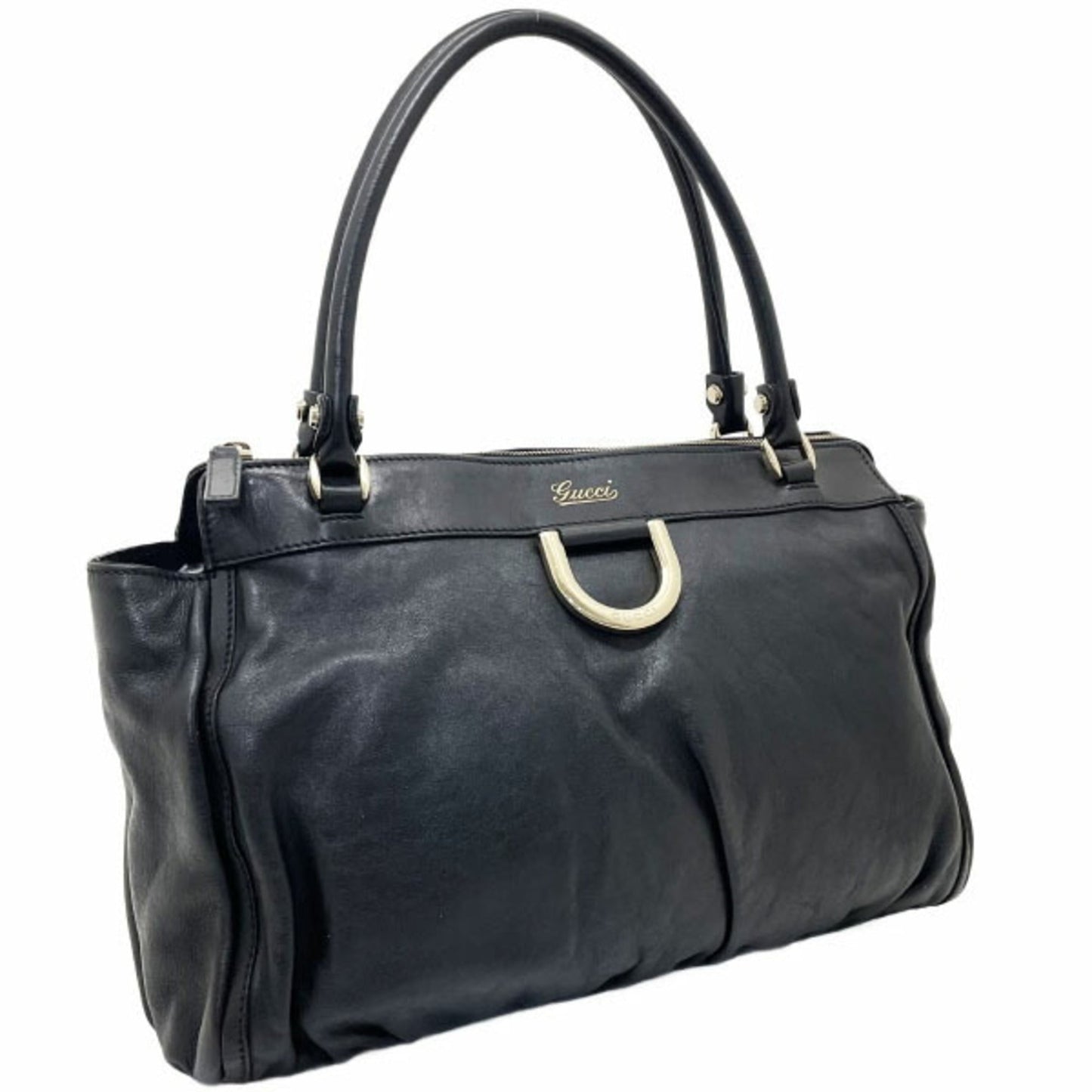 Gucci Abbey Black Leather Handbag Shoulder Bag Tote Bag
