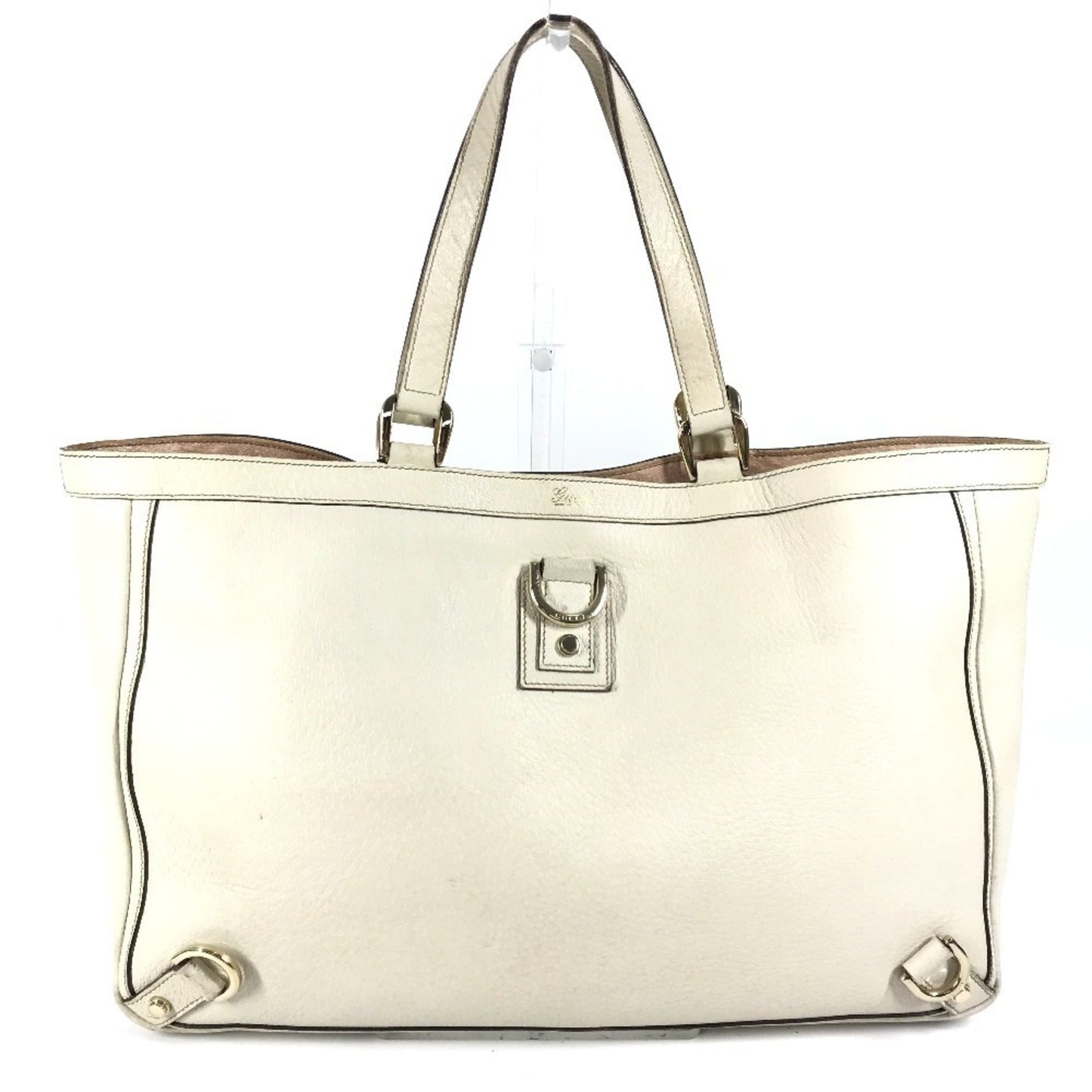Gucci Pink White Leather Handbag Shoulder Bag Tote Bag ( )