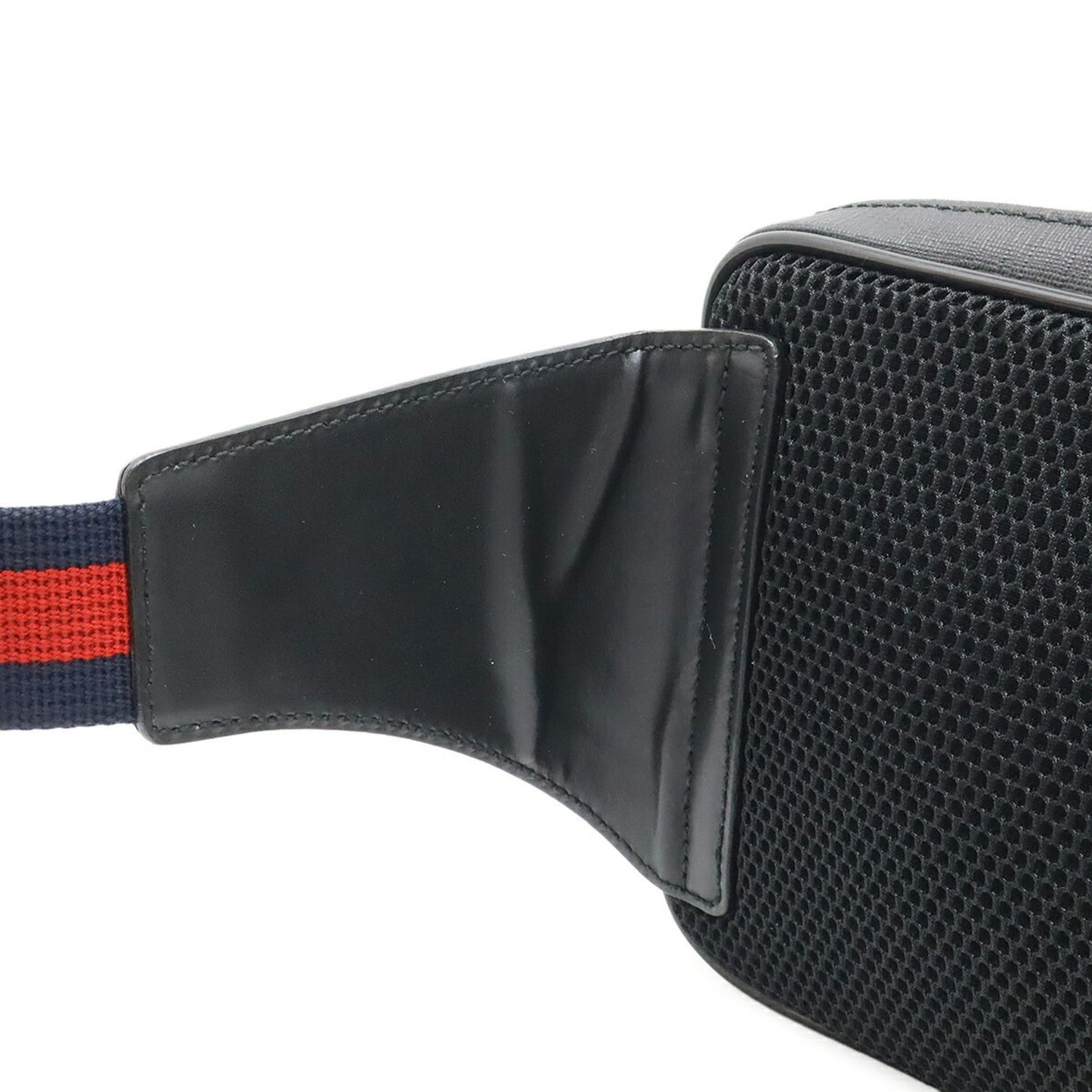 Gucci Black Dark Gray Navy Pvc Leather Fanny Pack ( )