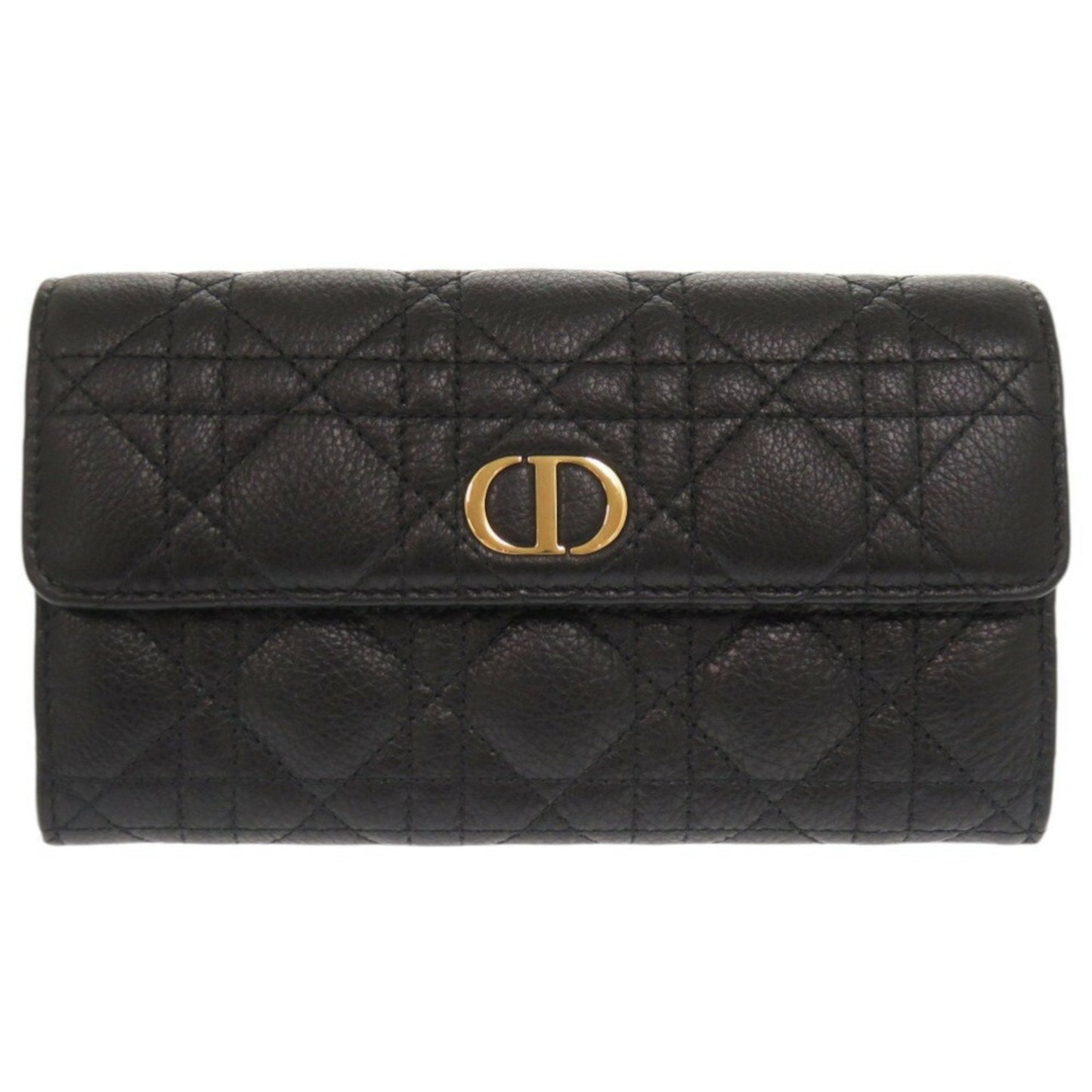 Christian Dior Black Leather Long Wallet (Bi-Fold) ()