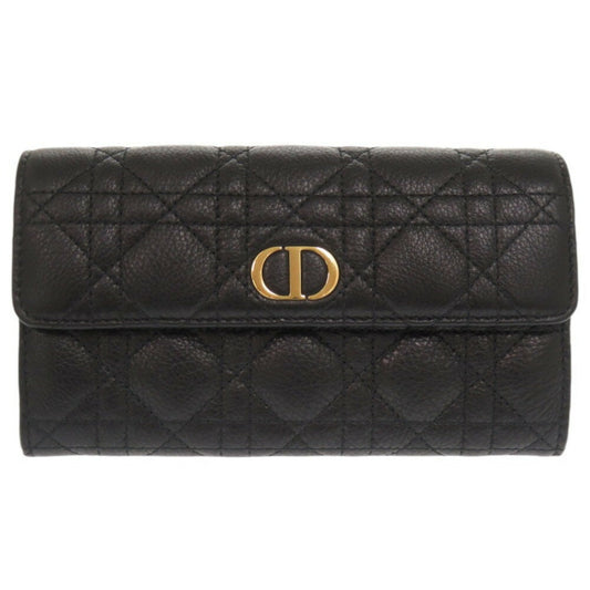 Christian Dior Black Leather Long Wallet (Bi-Fold) ()