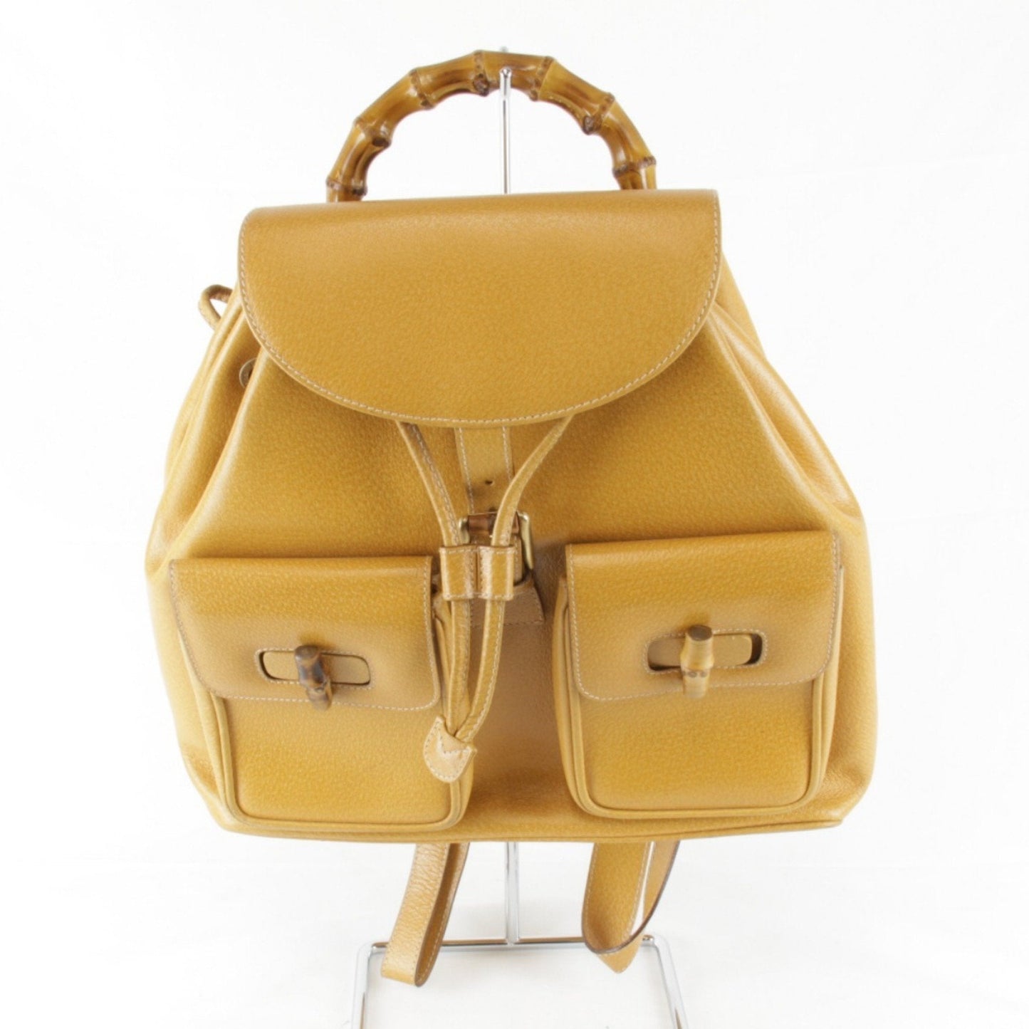 Gucci Black Leather Bamboo Backpack ( )
