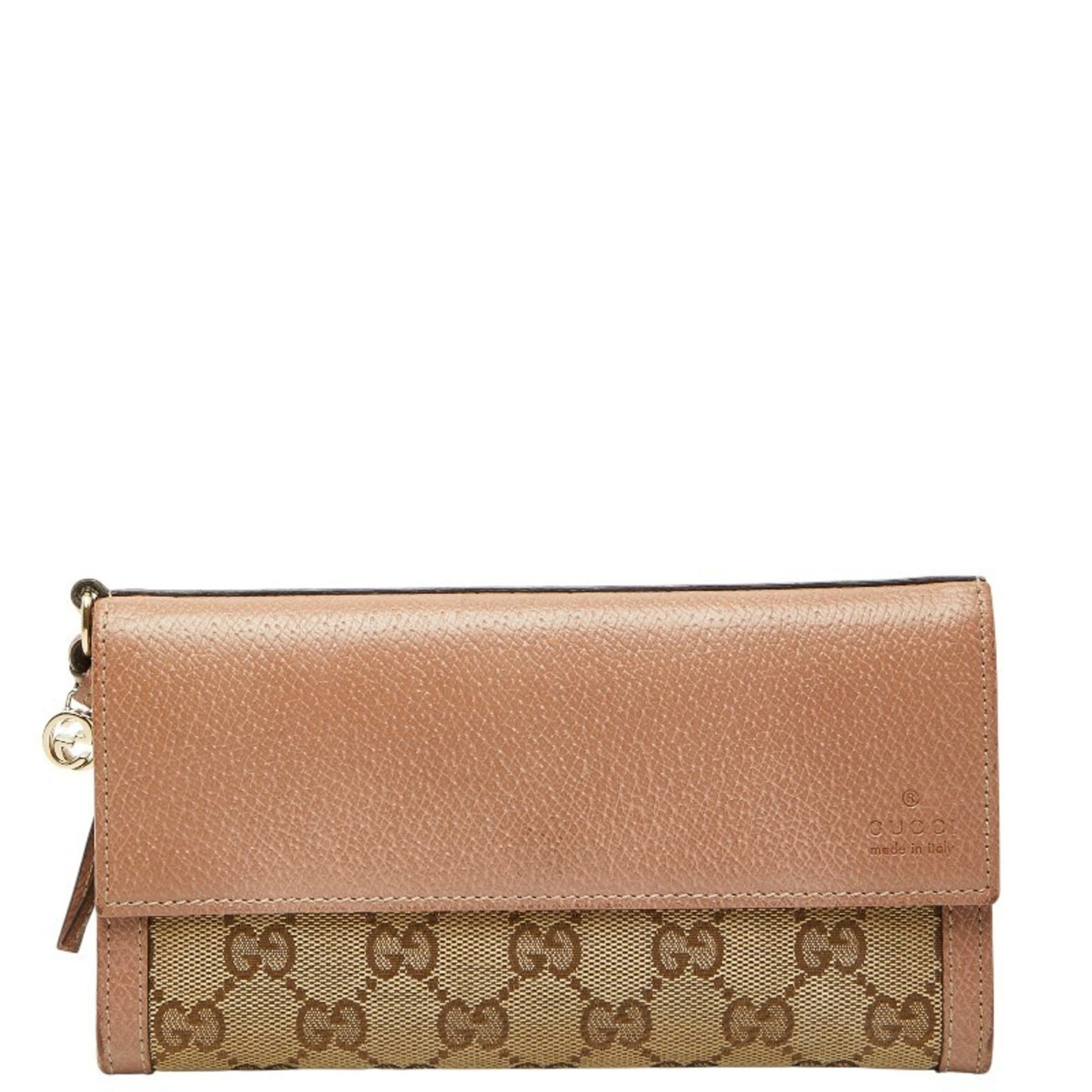 Gucci Beige Pink Canvas Leather Long Wallet (Bi-Fold) ( )