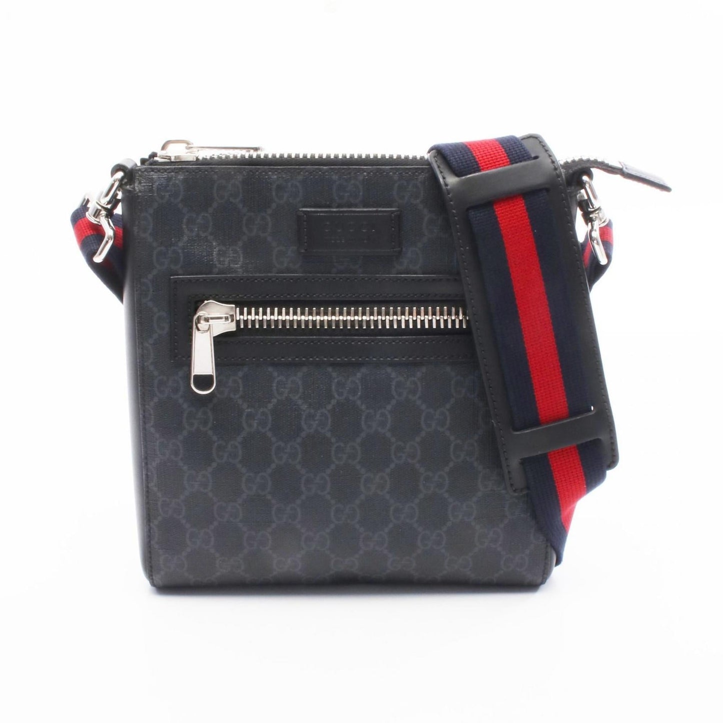 Gucci Black Gray Gg Supreme Leather Messenger Bag Shoulder Bag ( )