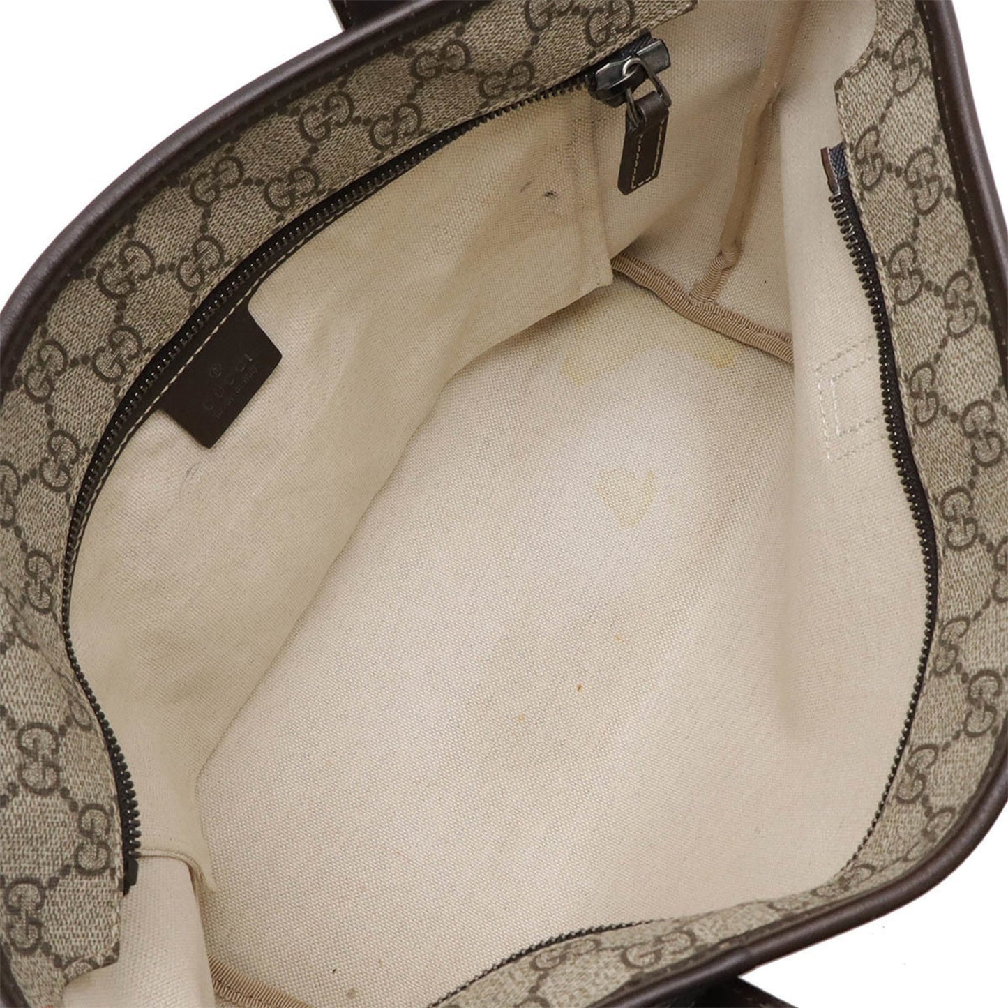 Gucci Gg Plus Beige Dark Brown Pvc Leather Shoulder Bag Tote Bag ( )