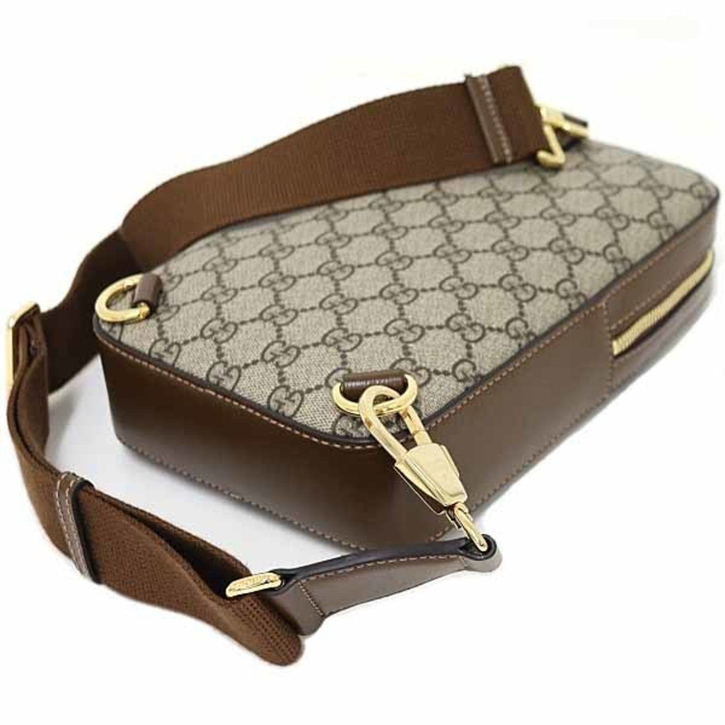 Gucci Beige Brown Gg Supreme Leather Sling Bag ( )