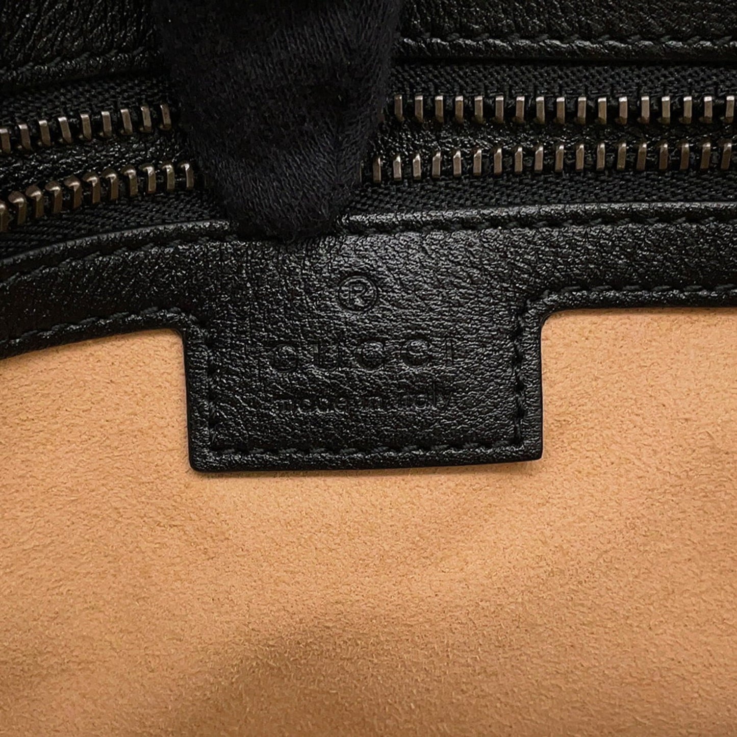 Gucci Beige Black Leather Handbag ( )