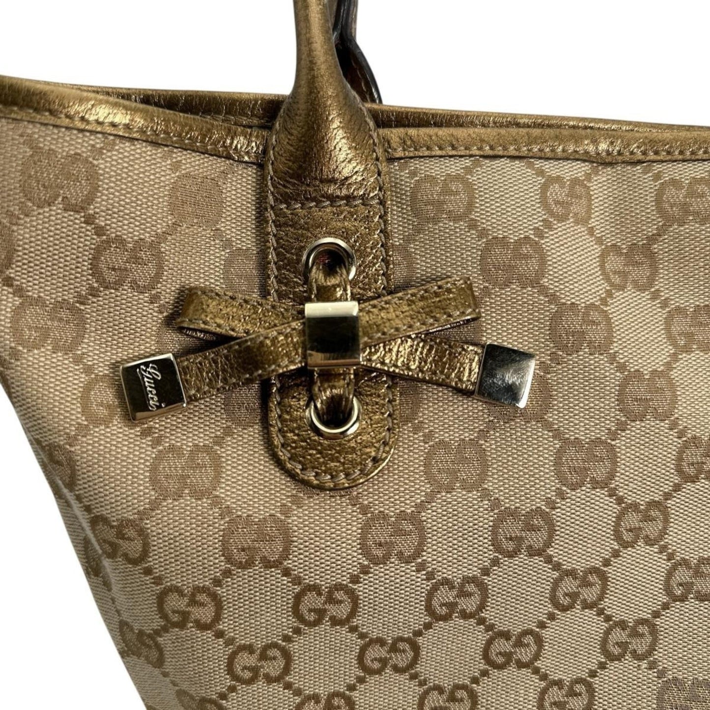 Gucci Beige Gg Canvas Handbag Tote Bag ( )