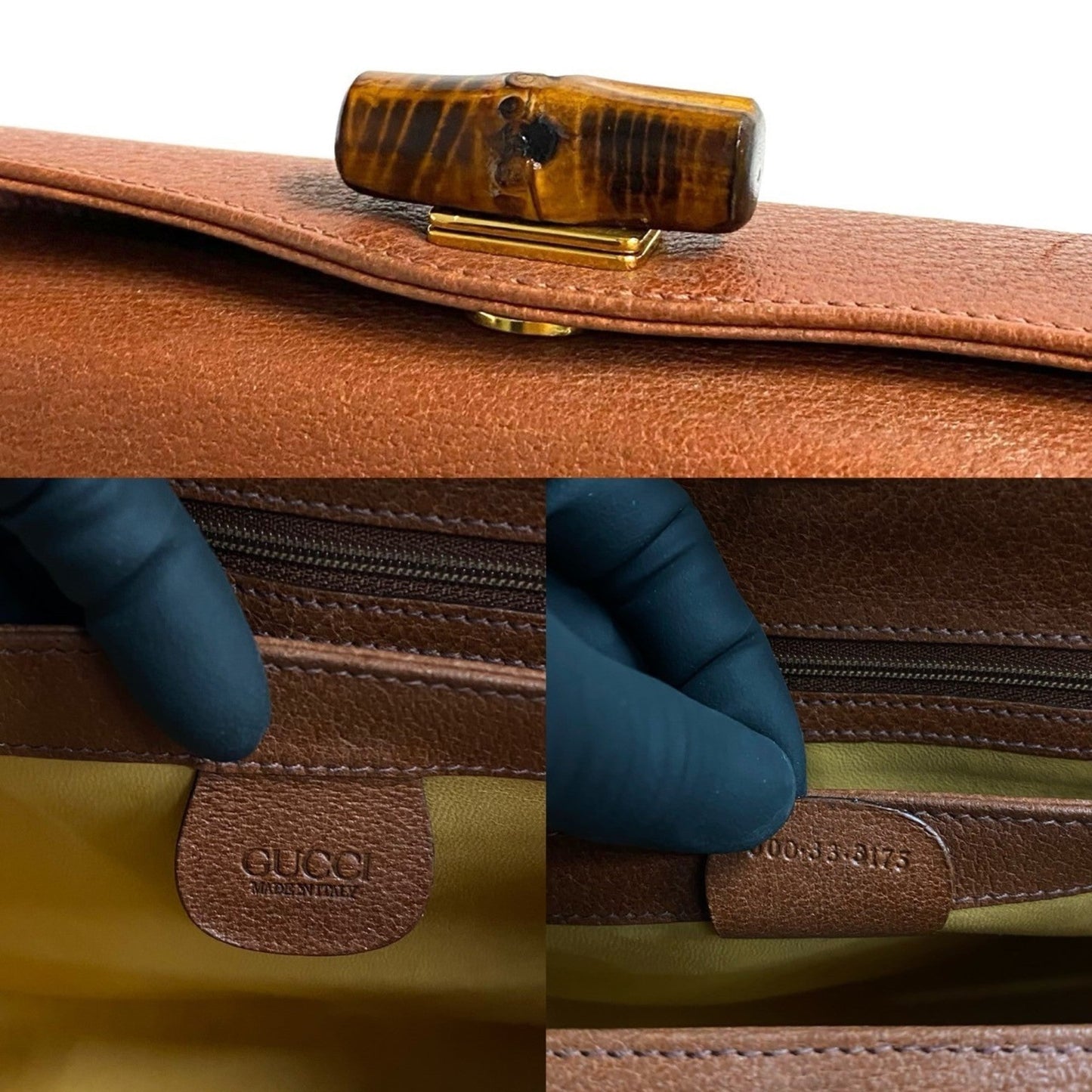 Gucci Brown Leather Handbag Tote Bag ( )