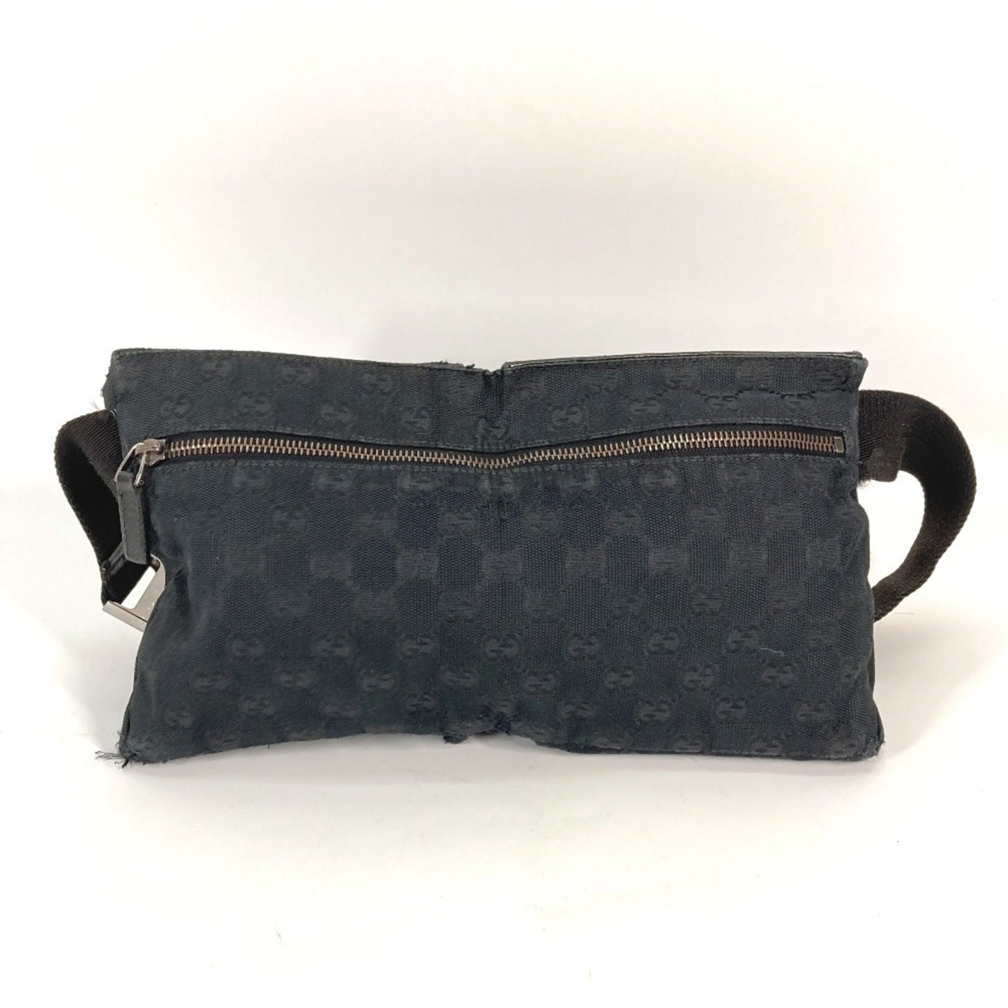 Gucci Black Gg Canvas Leather Fanny Pack Sling Bag ( )
