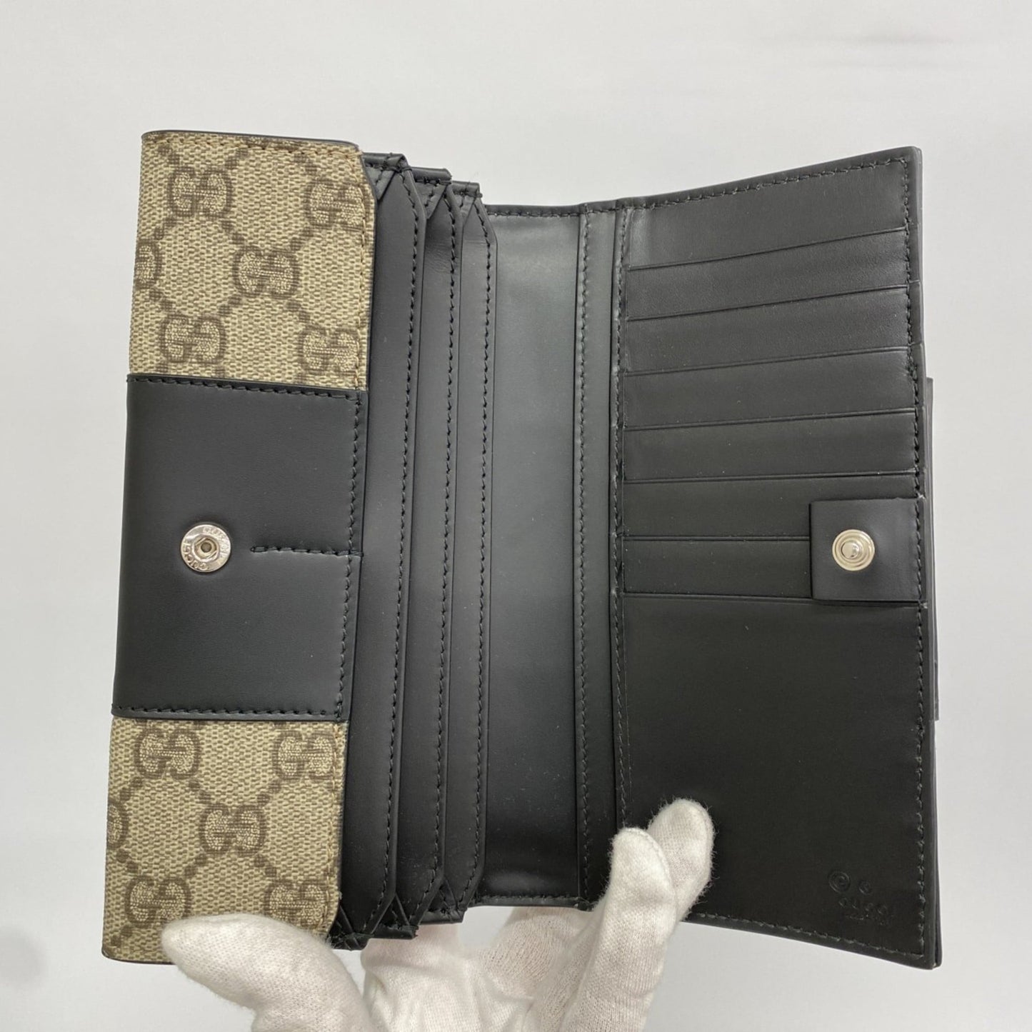 Gucci Black Brown Pvc Long Wallet (Bi-Fold) ( )