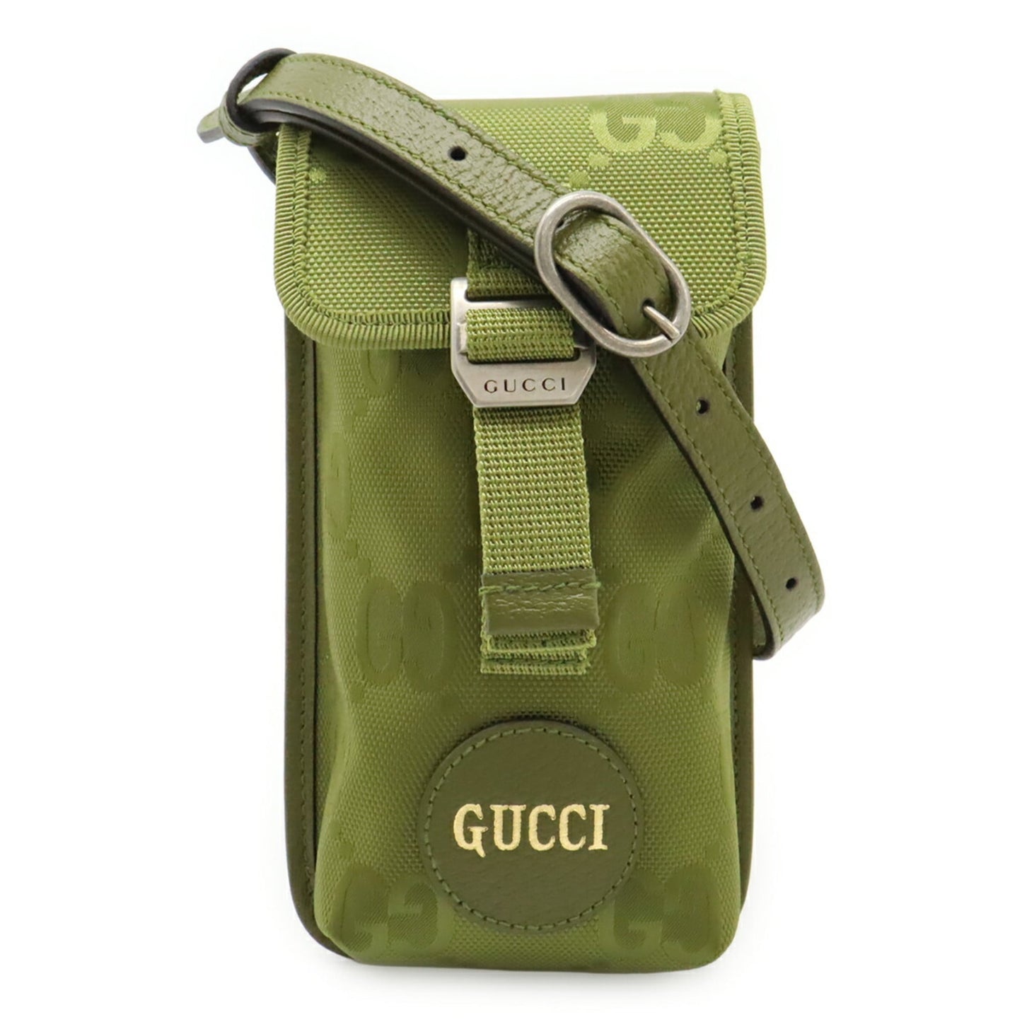 Gucci Green Khaki Nylon Canvas Leather Shoulder Bag ( )