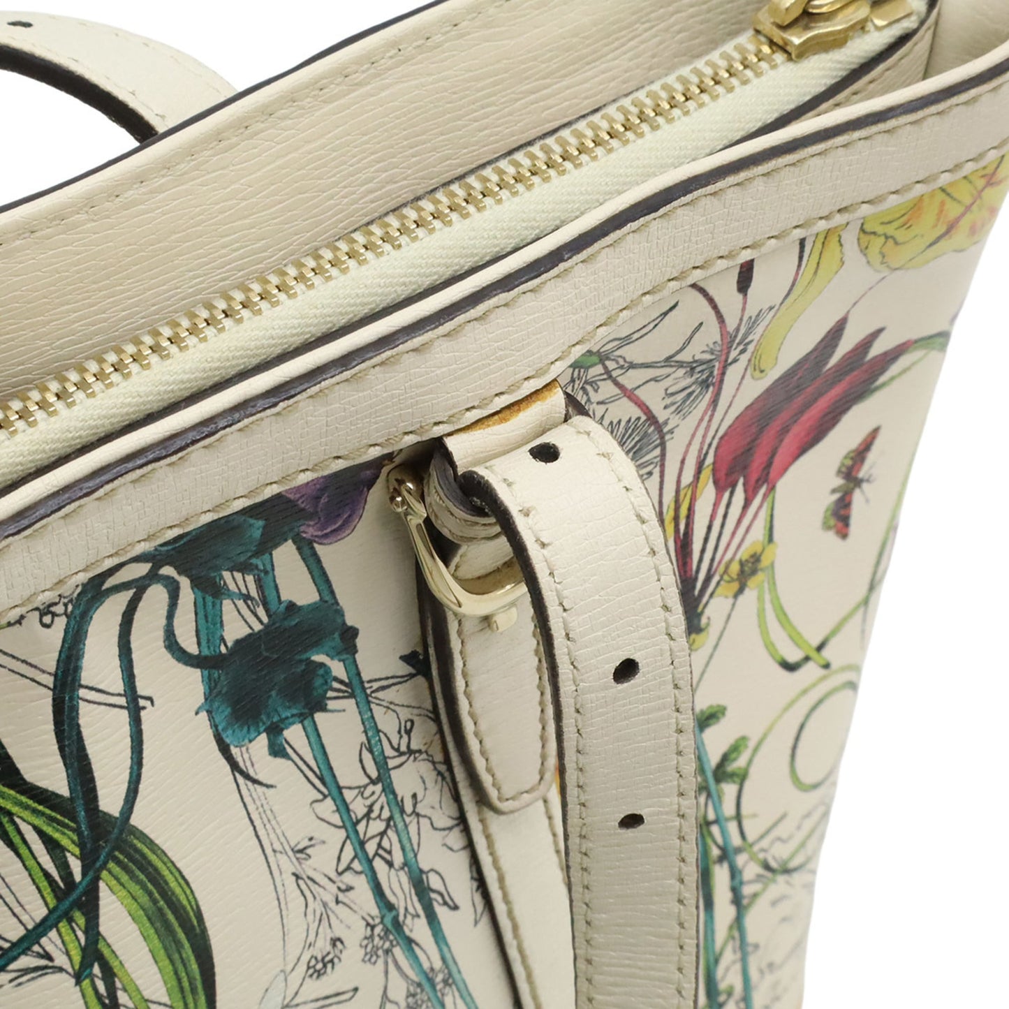 Gucci White Leather Shoulder Bag Tote Bag ( )