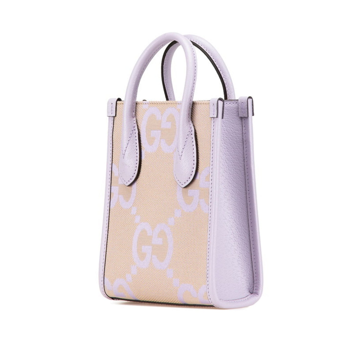 Gucci Beige Purple Canvas Leather Handbag Shoulder Bag ( )