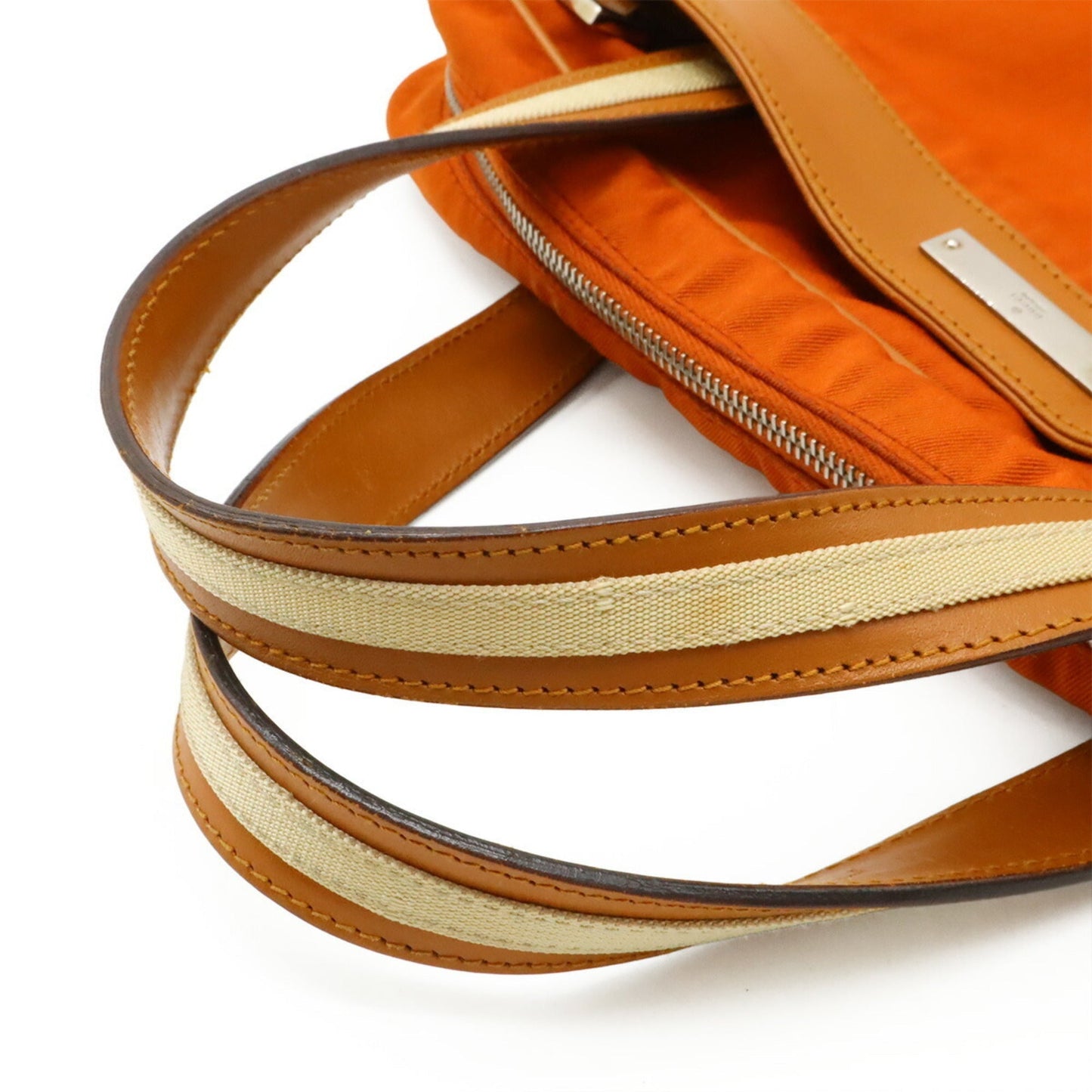 Gucci Beige Camel Orange Canvas Leather Handbag Shoulder Bag Tote Bag ( )