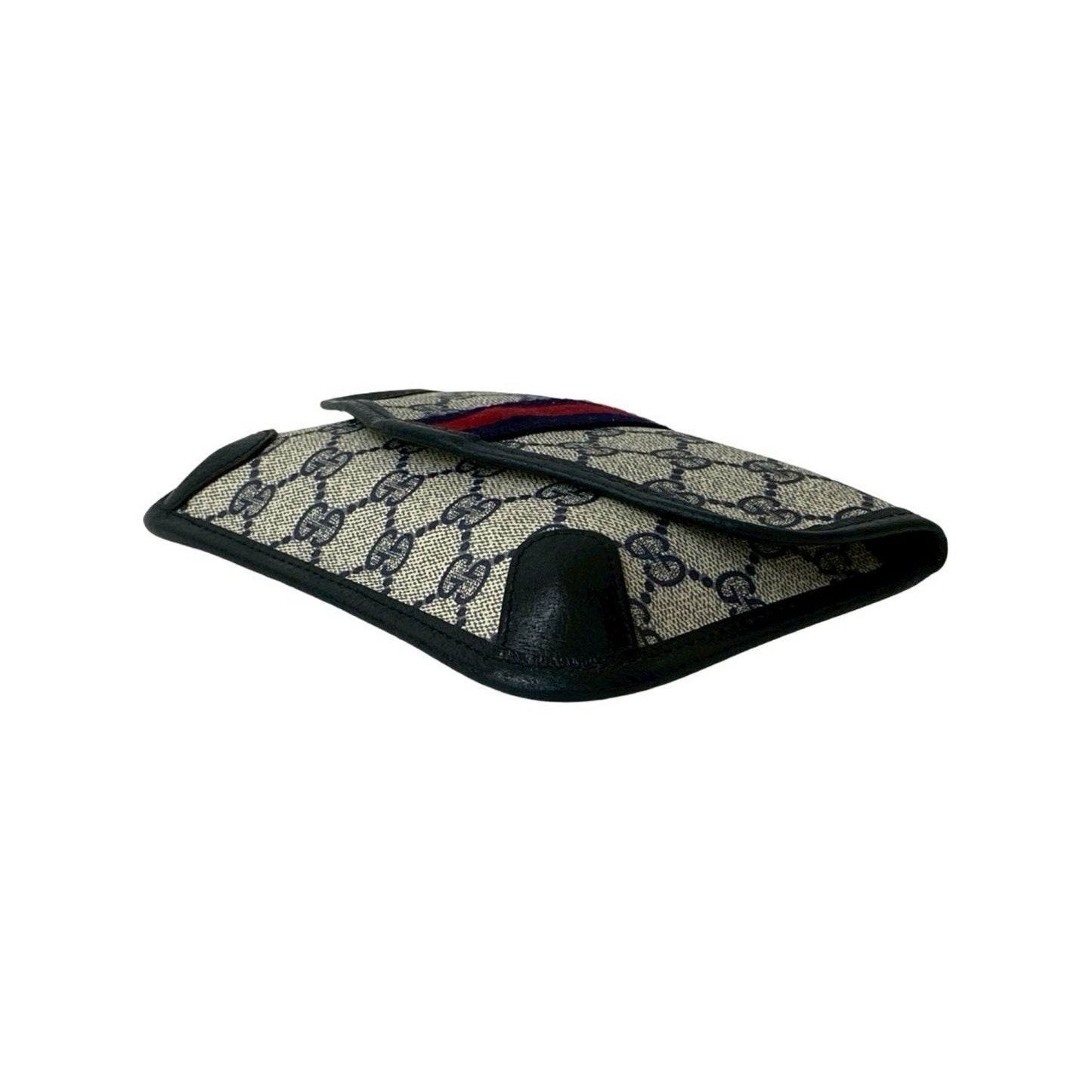 Gucci Navy Red Color Leather Pvc Pouch ( )