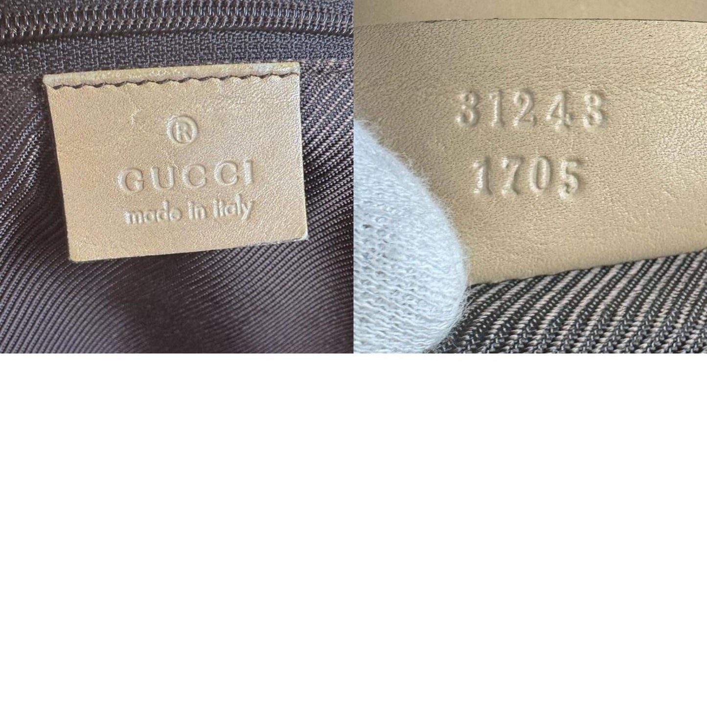 Gucci Beige Gg Canvas Leather Shoulder Bag Tote Bag ( )