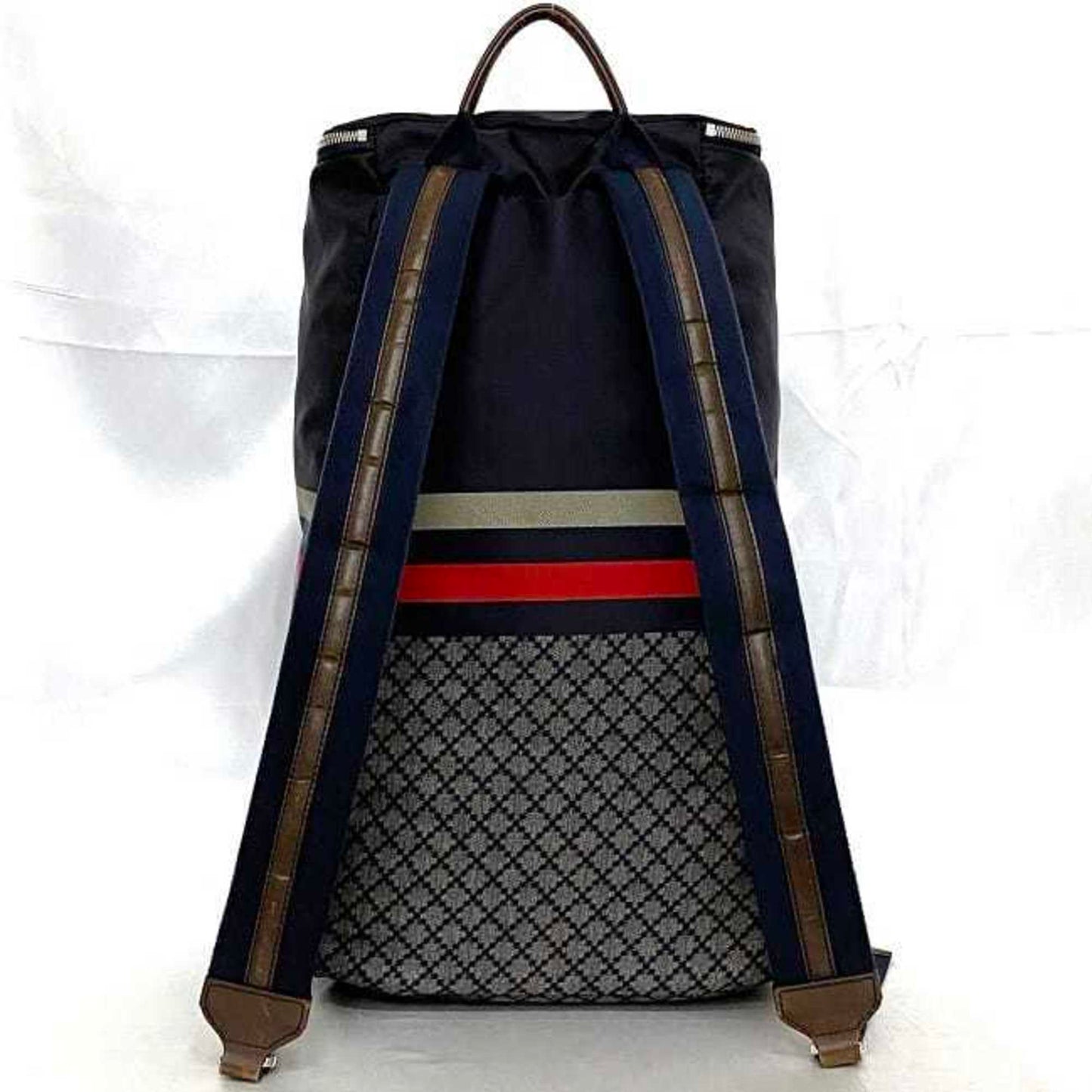 Gucci Diamante Gray Navy Nylon Leather Backpack ( )