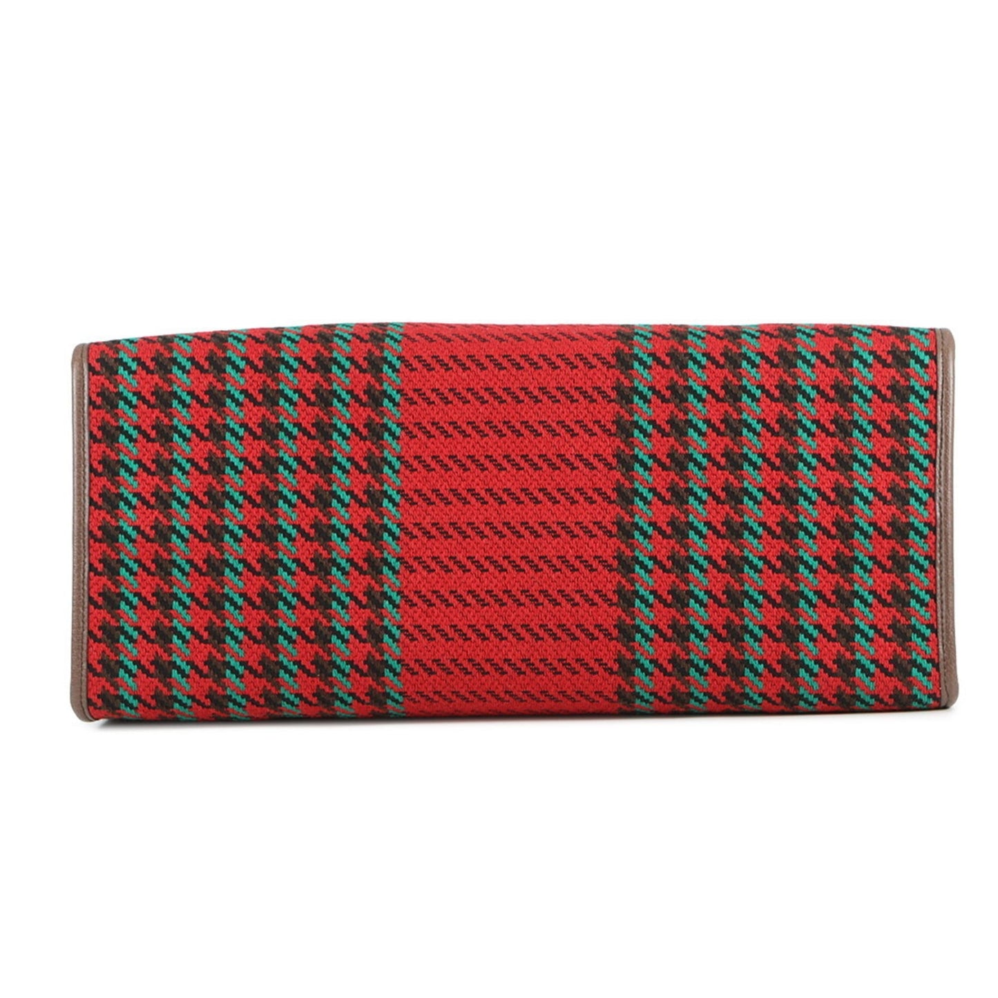 Gucci Multi-Color Red Brown Tweed Leather Shoulder Bag Tote Bag ( )