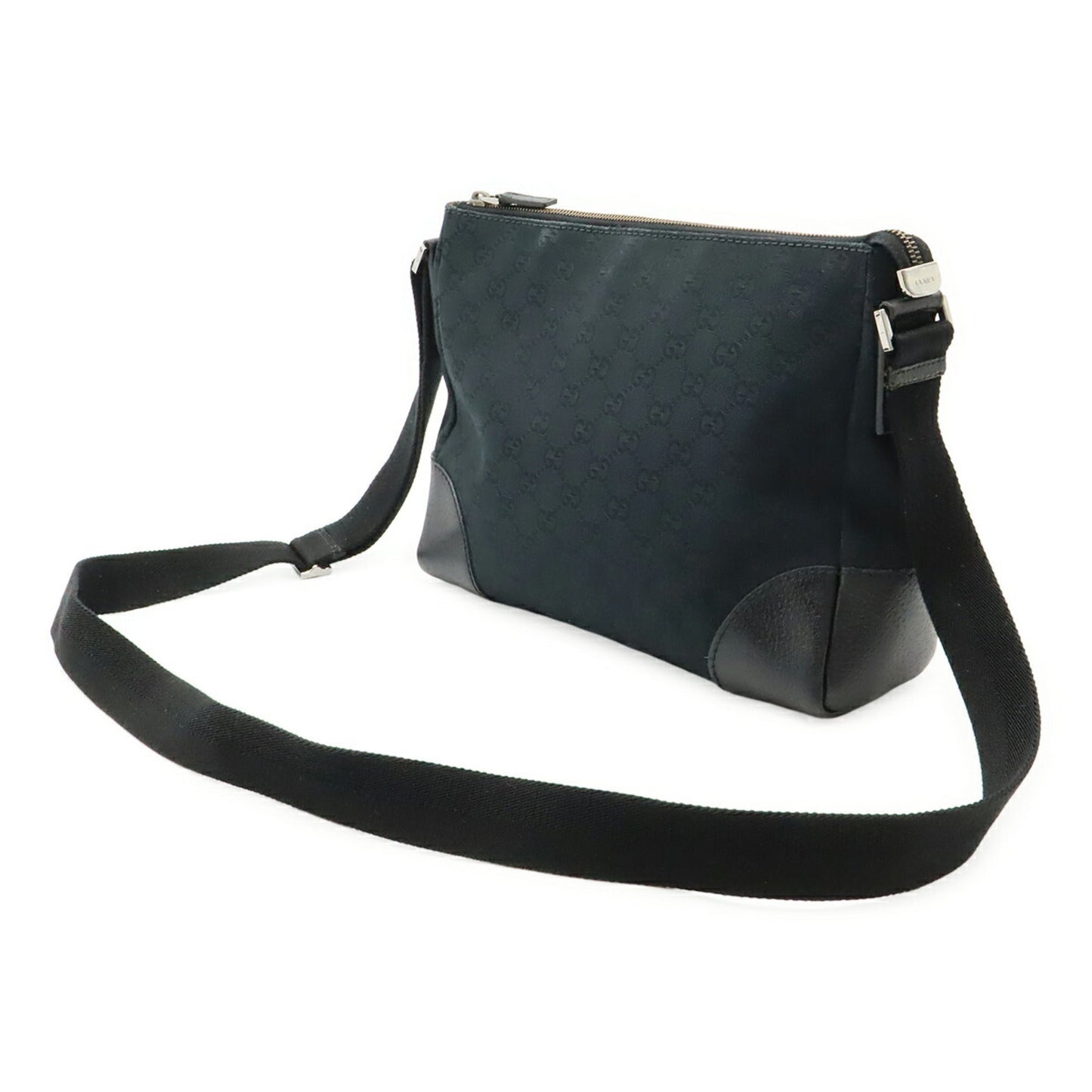 Gucci Black Gg Canvas Leather Shoulder Bag ( )