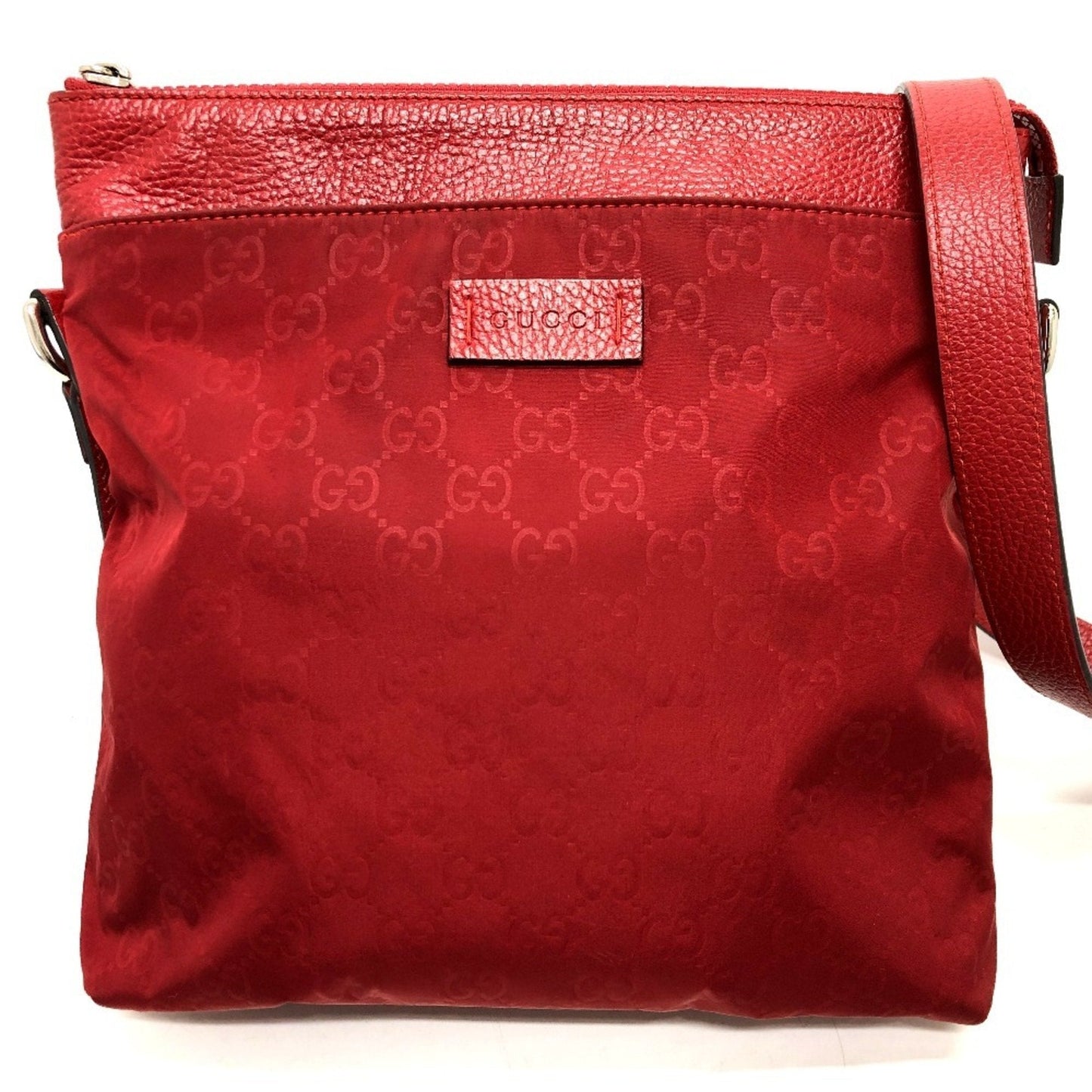 Gucci Red Color Nylon Leather Shoulder Bag ( )